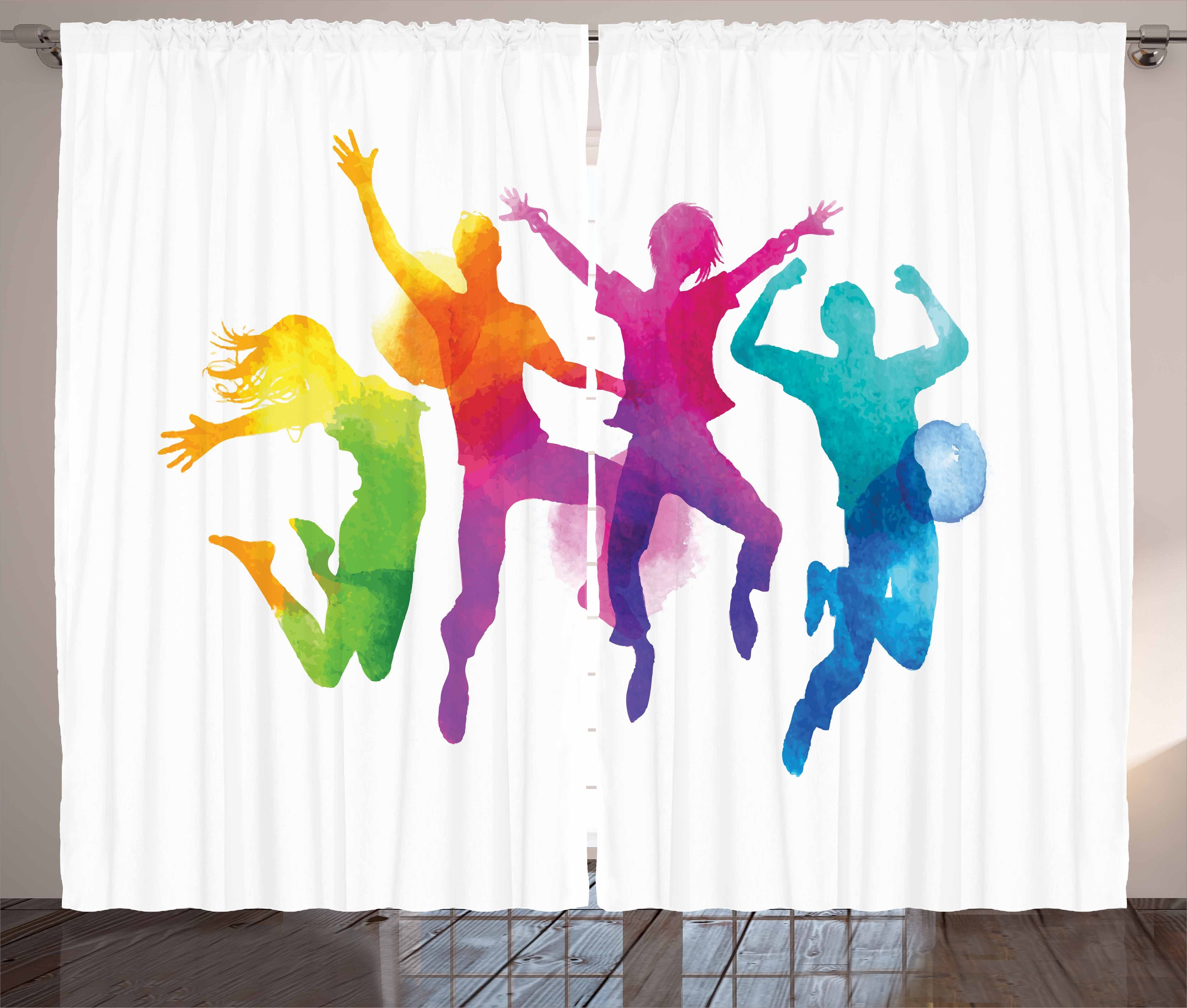 Gardine Schlafzimmer Kräuselband Vorhang mit Schlaufen und Haken, Abakuhaus, Jugend Rainbow Colored Teens