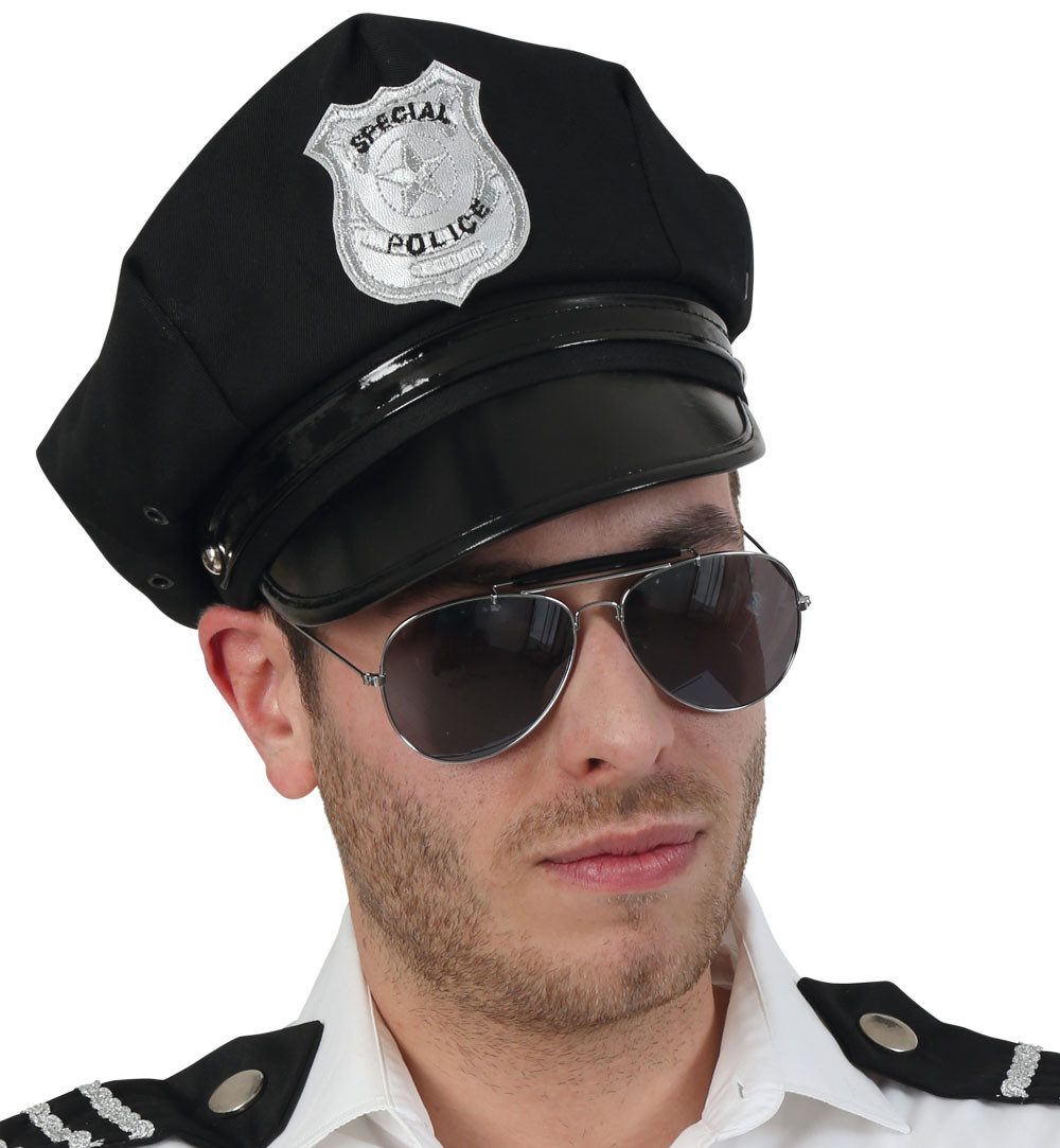 Fries Polizei-Kostüm Herren Damen Polizei Police Mütze Schwarz Karneval Party Gr. 58 cm