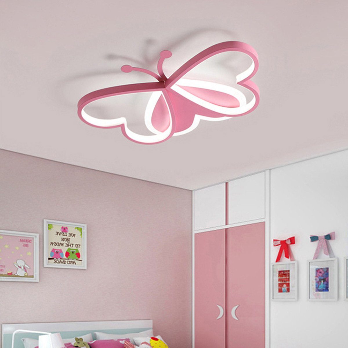 DOPWii Deckenleuchte für geeignet dimmbar Kinderzimmer LED Schmetterlings-Deckenleuchte,