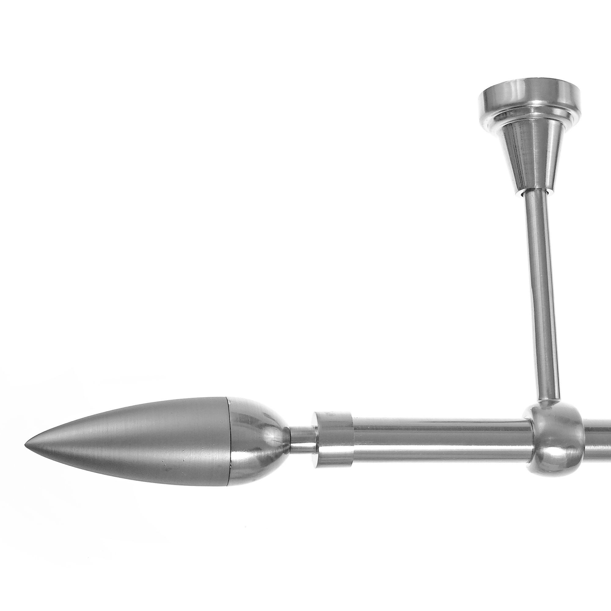 BASIT Gardinenstange Rohr Edelstahloptik 16 mm mit Deckenträgern 120 cm E10, Ø 16 mm, 1-läufig, verschraubt, Metall, D14 120 cm E10 Spitze