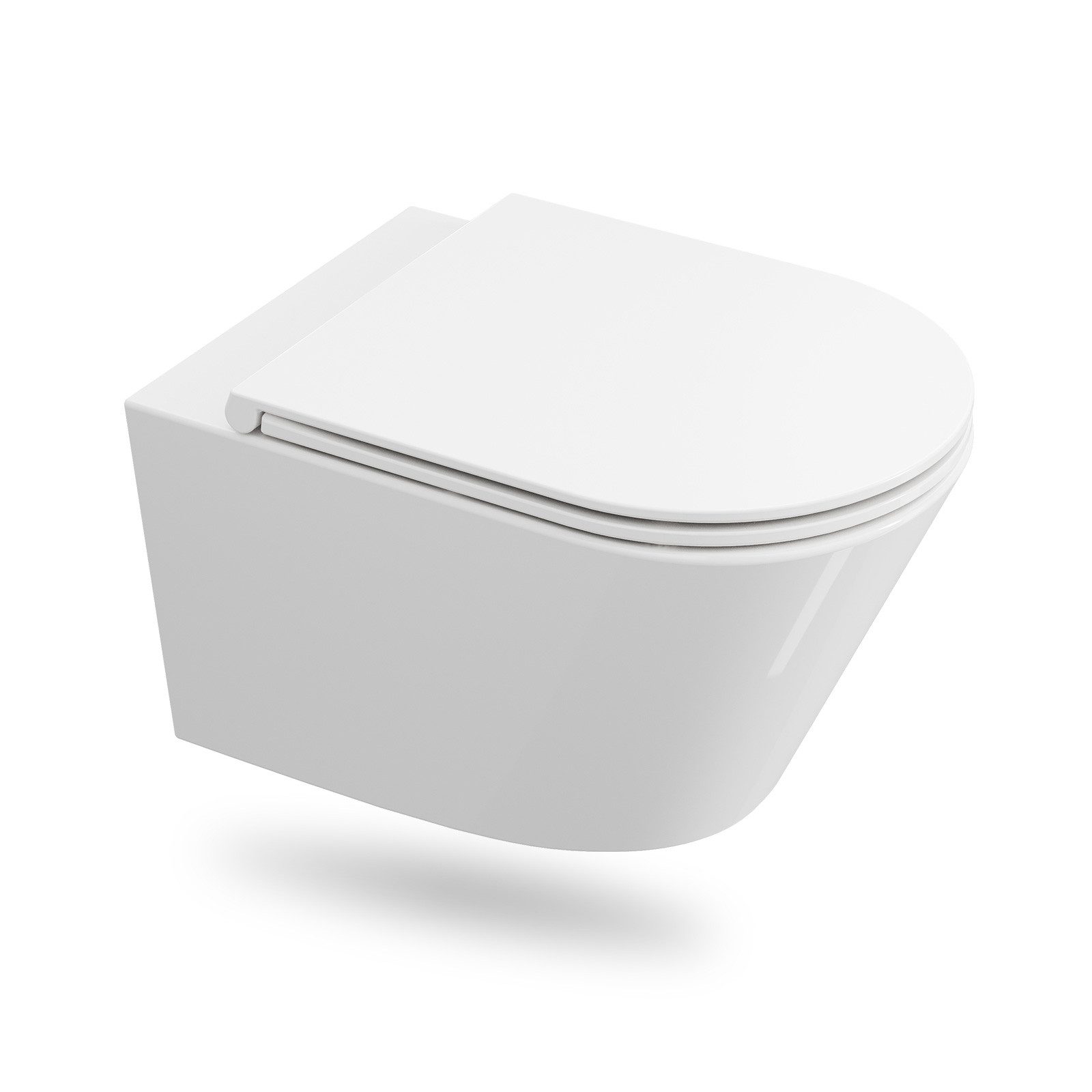 HOROW Tiefspül-WC Spülrandloses Hänge WC – Toilette Weiß, Wand WC, Abgang WC, 360° Einloch Spülung toiletten mit Soft-Close WC Sitz, Wand-WC mit Absenkautomatik WC-Sitz