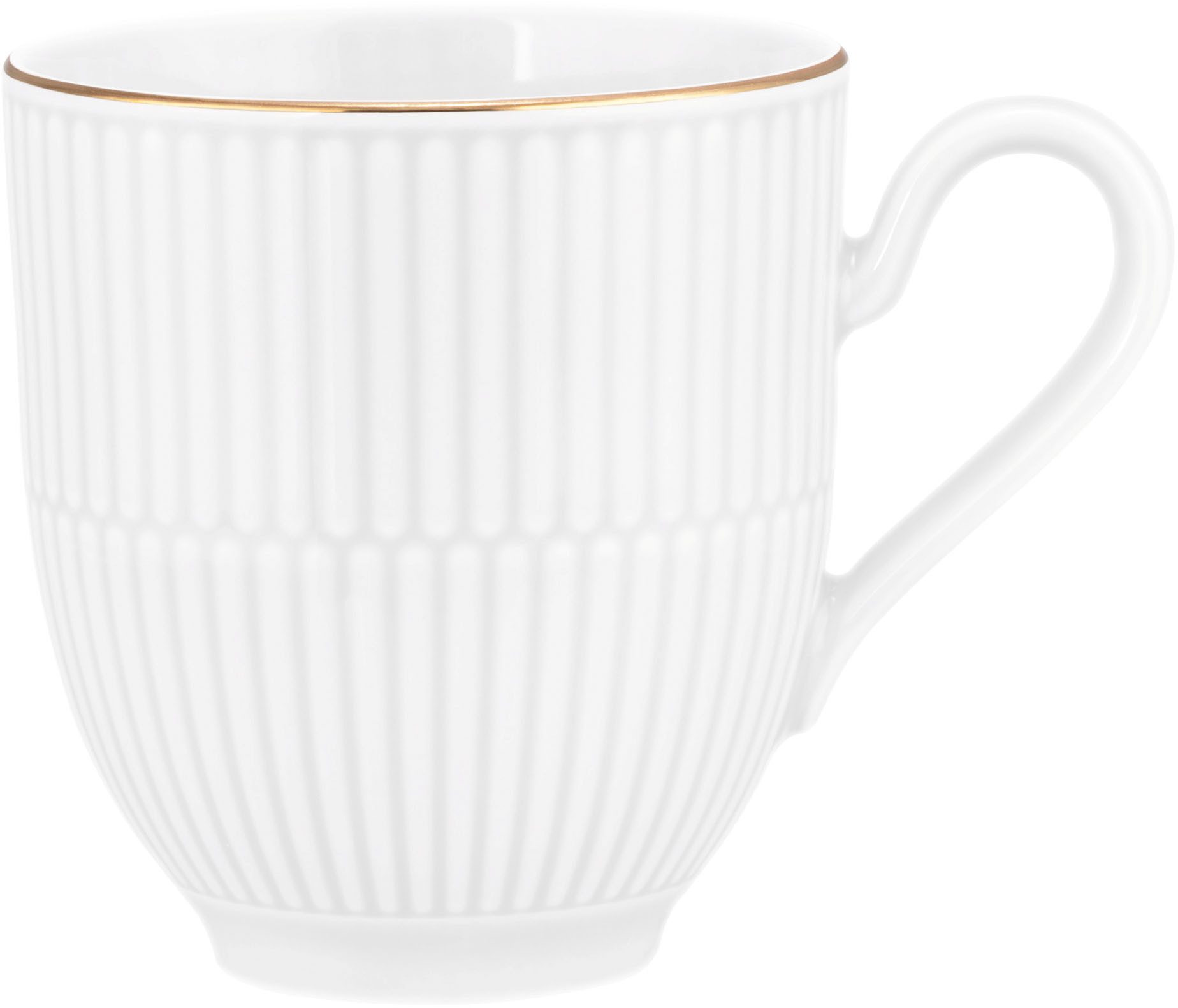 Seltmann Weiden Becher Amina, 1-tlg., Porzellan, Kaffeebecher, Tasse, mit Relief und edler Goldumrandung