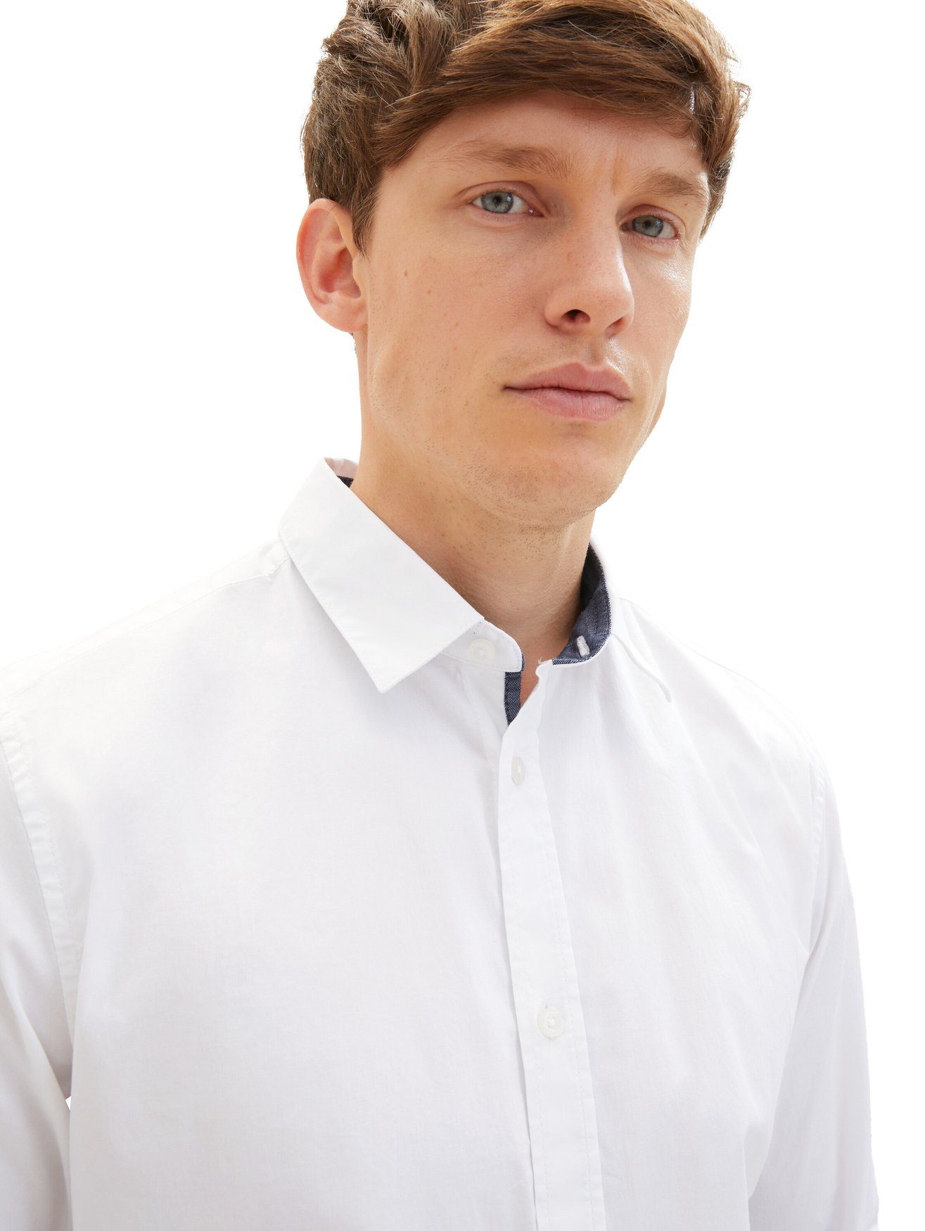Tom Tailor Herren Langarm Hemd STRETCH POPLIN - Regular Fit günstig online kaufen