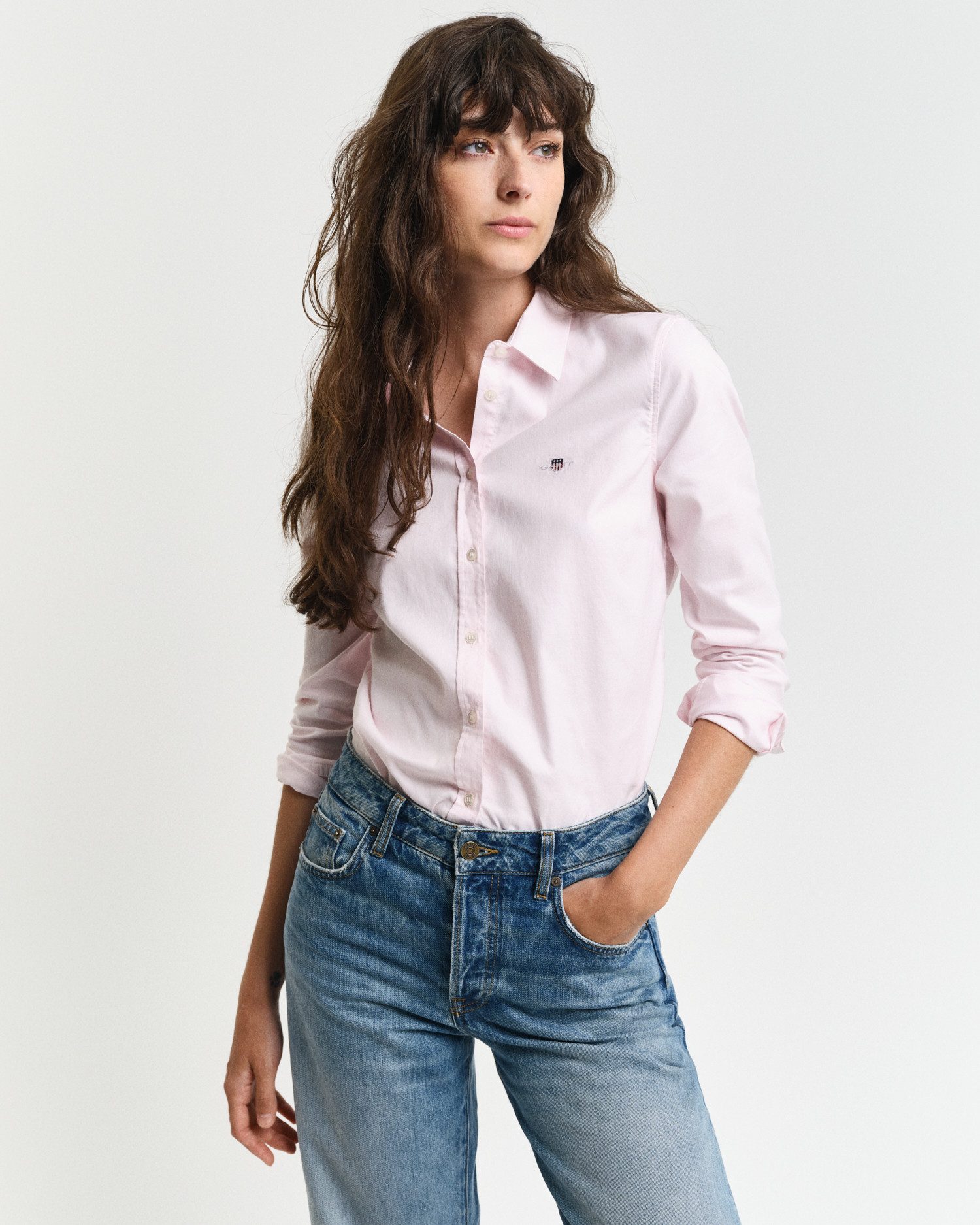 Gant Langarmbluse New Slim Stretch Oxford Blouse für bequemen Sitz u. Bewegungsfreiheit, New Slim Stretch, bügelfrei