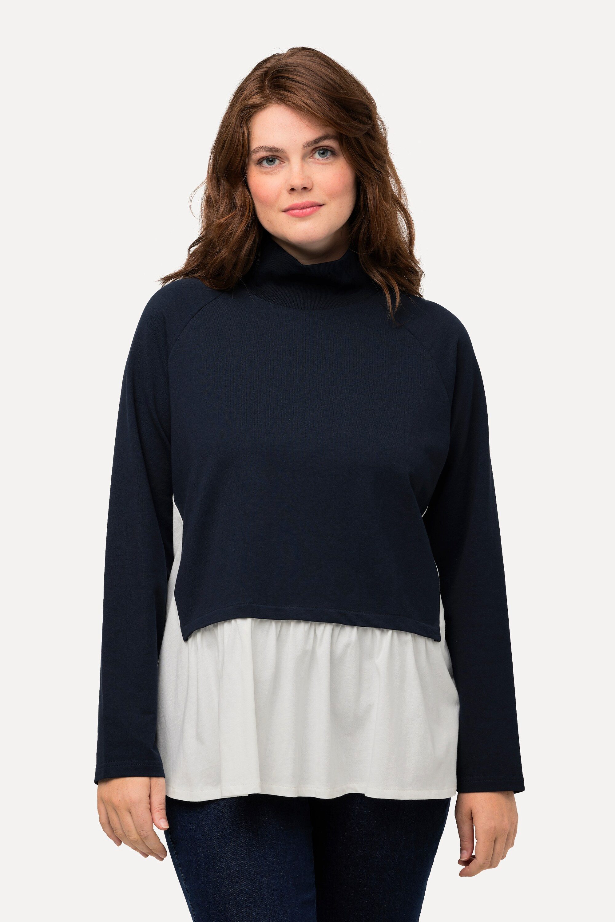 Sweatshirt Sweatshirt Lagenoptik Stehkragen Langarm