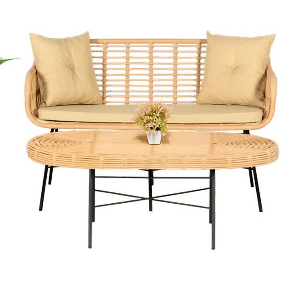 Xlmoebel Gartenlounge-Set Sofa 2-Sitzer mit Couchtisch für Terrasse und Garten, (Gartenlounge-Set, 2-tlg., 2-Sitzer Sofa mit Couchtisch), Made in Europa