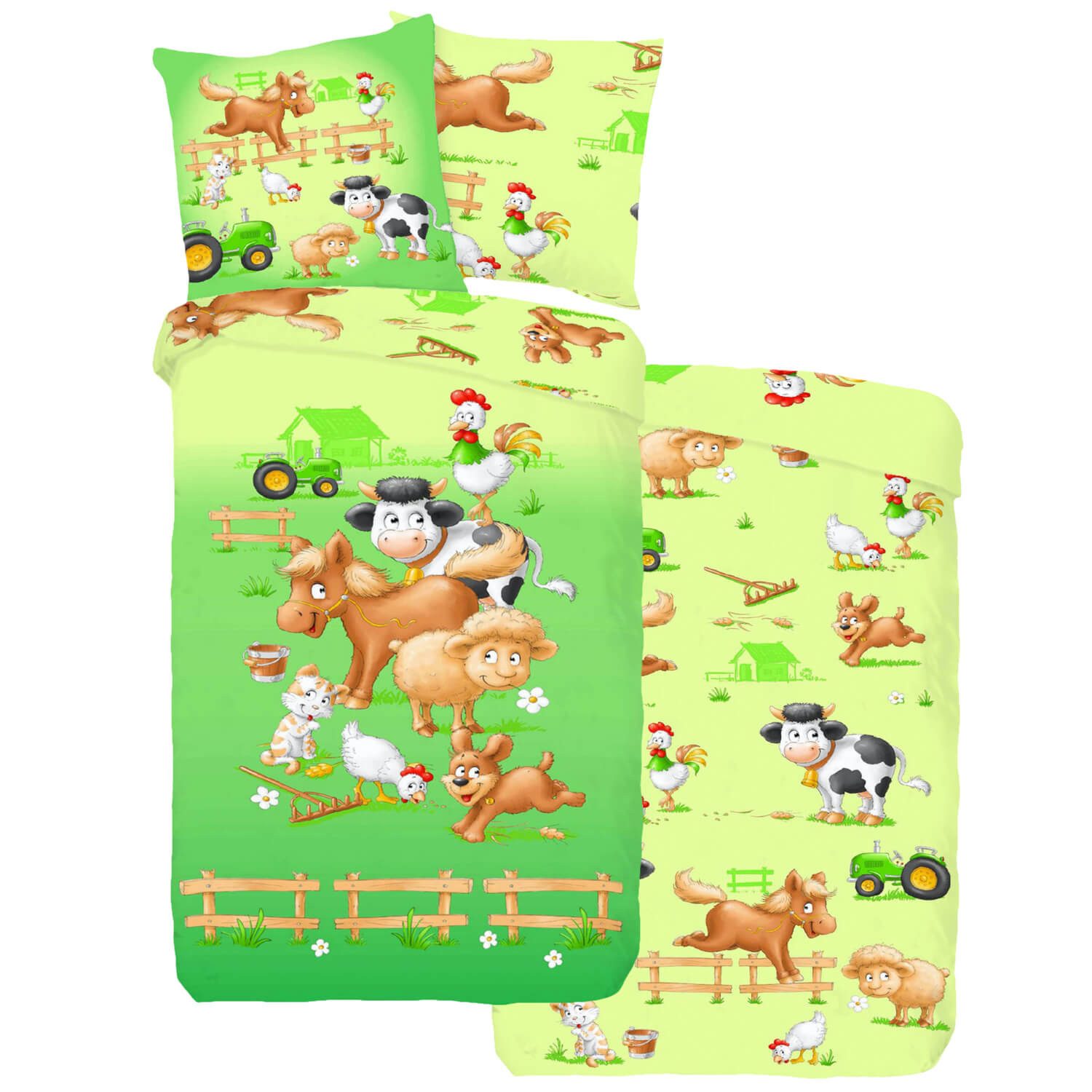 ESPiCO Kinderbettwäsche Farm, Renforcé, 2 teilig, Digitaldruck, Bauernhof, Hund, Katze