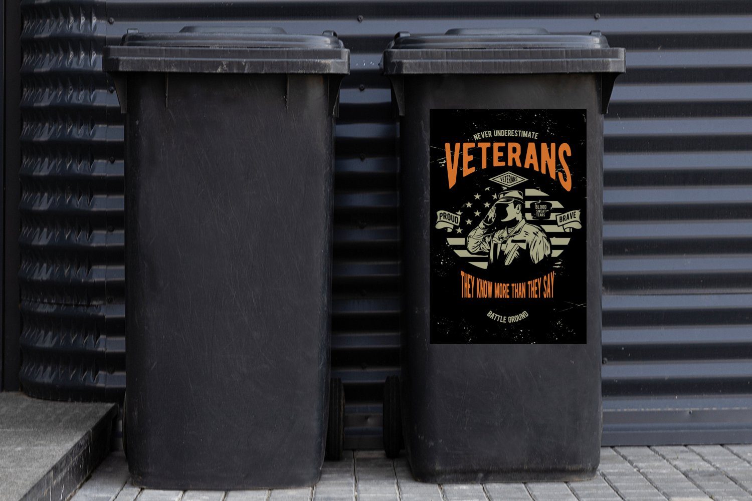 MuchoWow Wandsticker Mancave - Soldat Mülleimer-aufkleber, (1 Sticker, Container, Zeichnung Retro St), Abfalbehälter - - Mülltonne