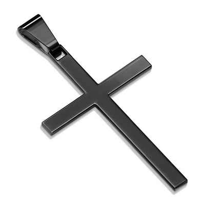 BUNGSA Anhänger Set Anhänger Kreuz schwarz aus Edelstahl Unisex (1-tlg), Pendant Halsketten