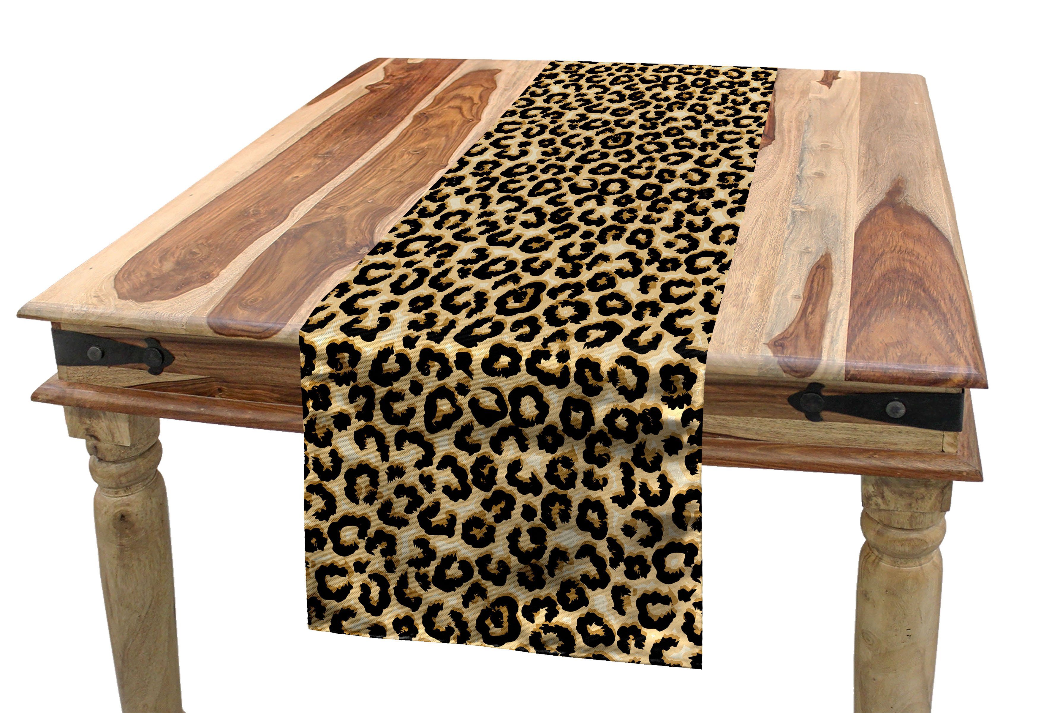 Abakuhaus Tischläufer Esszimmer Küche Rechteckiger Dekorativer Tischläufer, Leopard Tier-Haut, Makel, Flecken