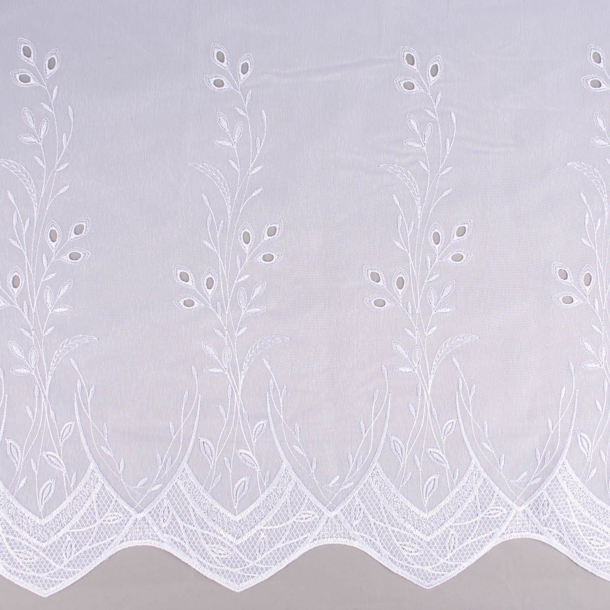 SCHÖNER LEBEN. Meterware Gardinenstoff Gardinenstores Stickerei Voile Blätter Bordüre raumhoc, leicht perforiert, Stickerei/Stickstoff, bestickt, pflegeleicht