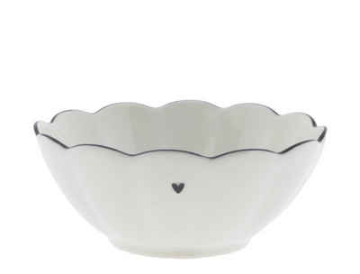 Bastion Collections Dipschale Bowl Sauce Ruffle Heart Keramik weiß schwarz D9,5cm, Keramik, (1-tlg), Keramik handbemalt