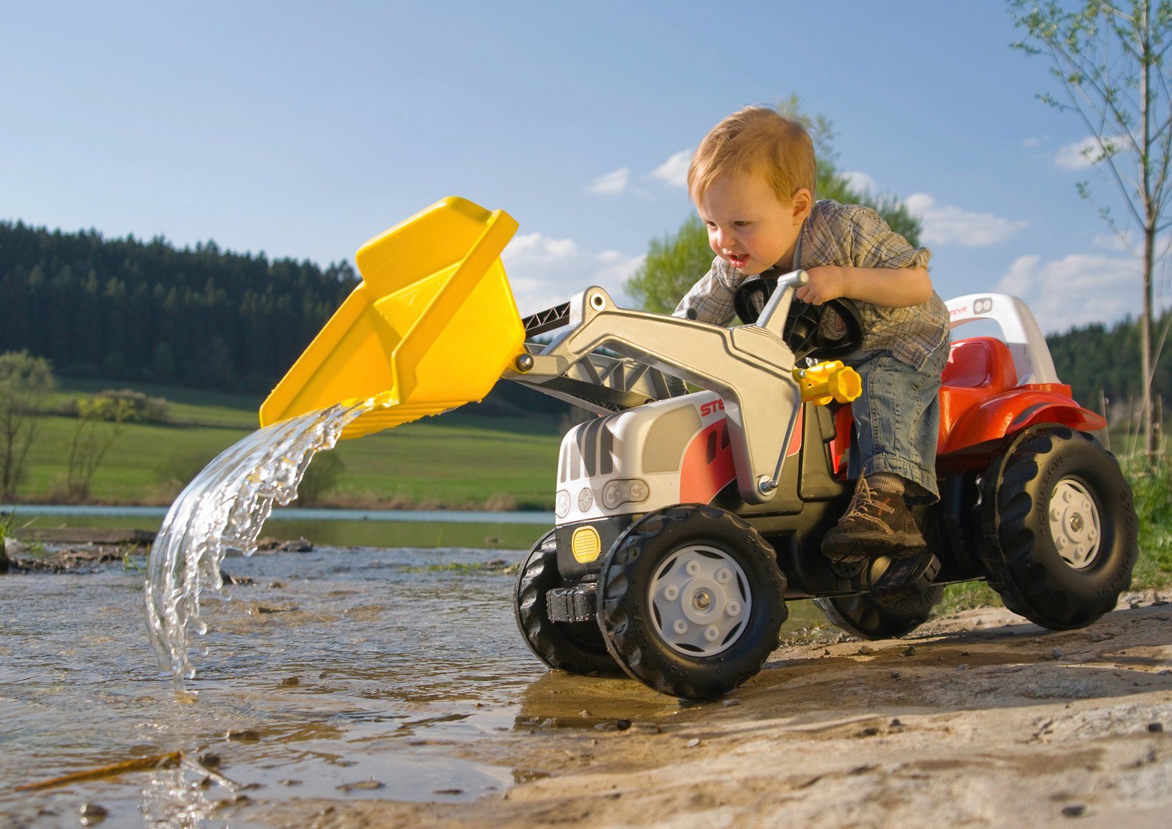 rolly toys® Tretfahrzeug rollyKid, Steyr CVT 6165, Traktor mit Trailer und Lader