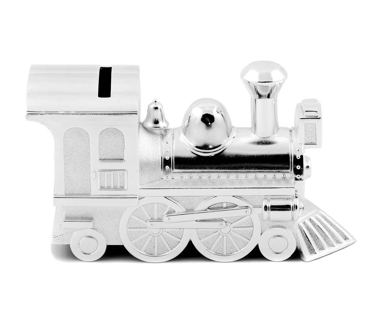 Brillibrum Spardose Spardose Lok Zug Kindersparbüchse Lokomotive Silber Eisenbahn Bahn