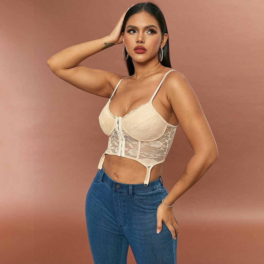 jalleria Spitzentop Corsage mit Bügel und dezent transparenter Optik, sexy Dessous