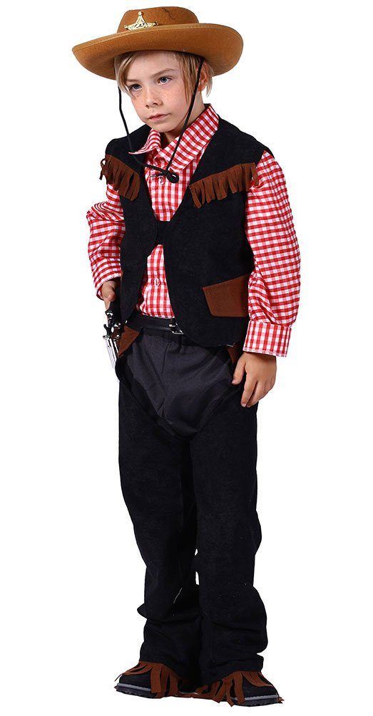 Karneval-Klamotten Cowboy-Kostüm Jungen Rodeo Wilder Westen, Kinderkostüm mit Chaps, Hemd und Weste
