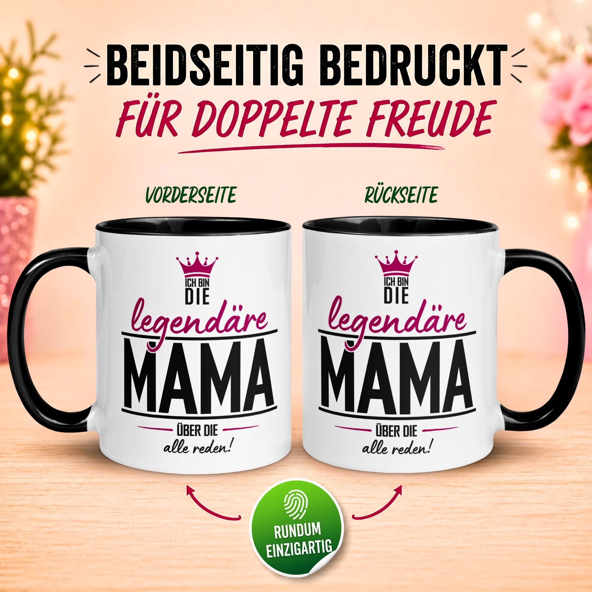 Momentals Tasse Mama – „Ich bin die legendäre“ – Beste Mama Geschenk Becher Muttertag, Gratis Versand · Links-&Rechtshänder · Spülmaschinenfest