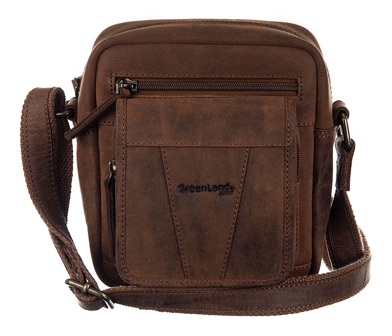 GreenLand Nature Umhängetasche Crossbody Bag, aus echtem Rindsleder