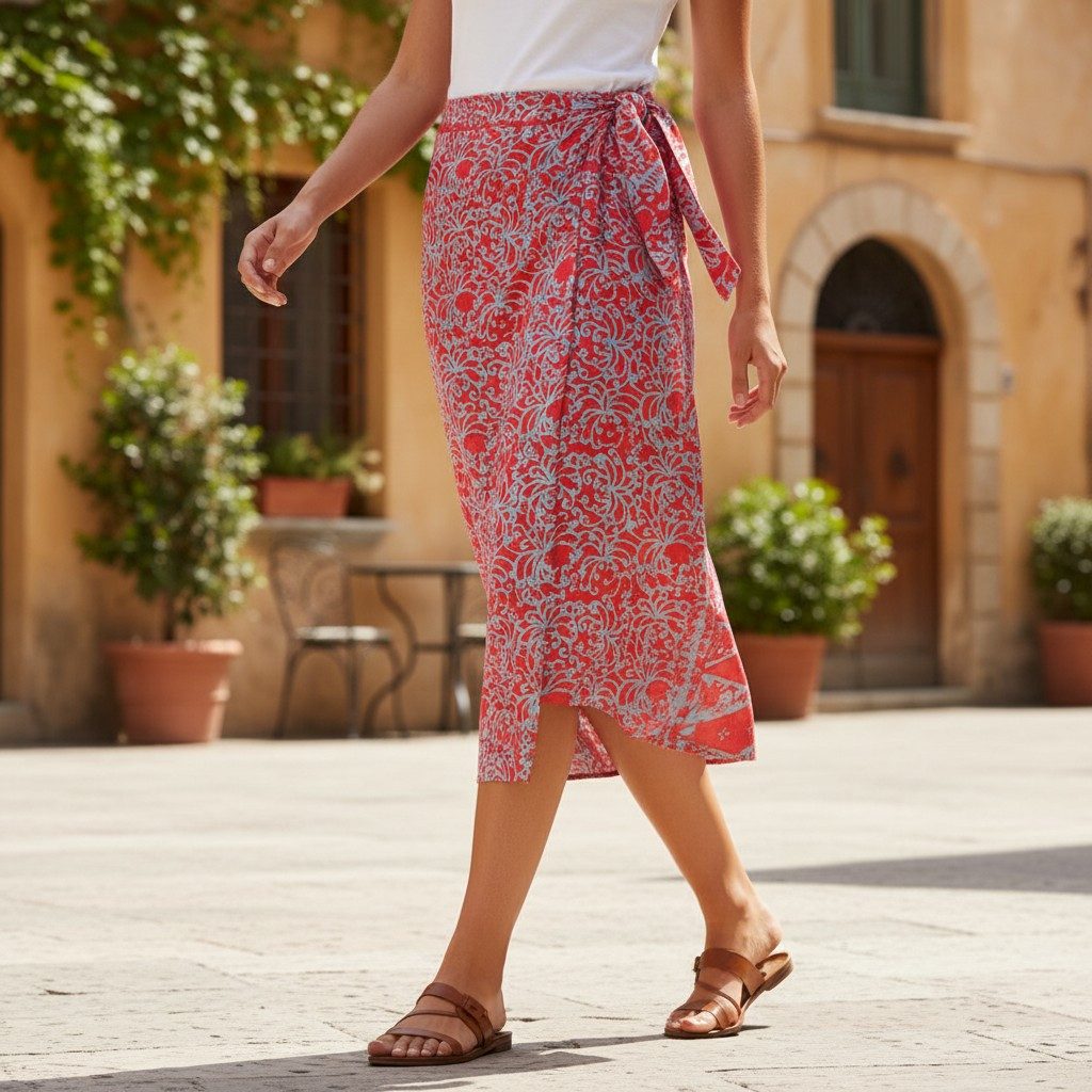 Guru-Shop Minirock 3/4 Wickelrock, Bali Sarong Strandrock,.. günstig online kaufen