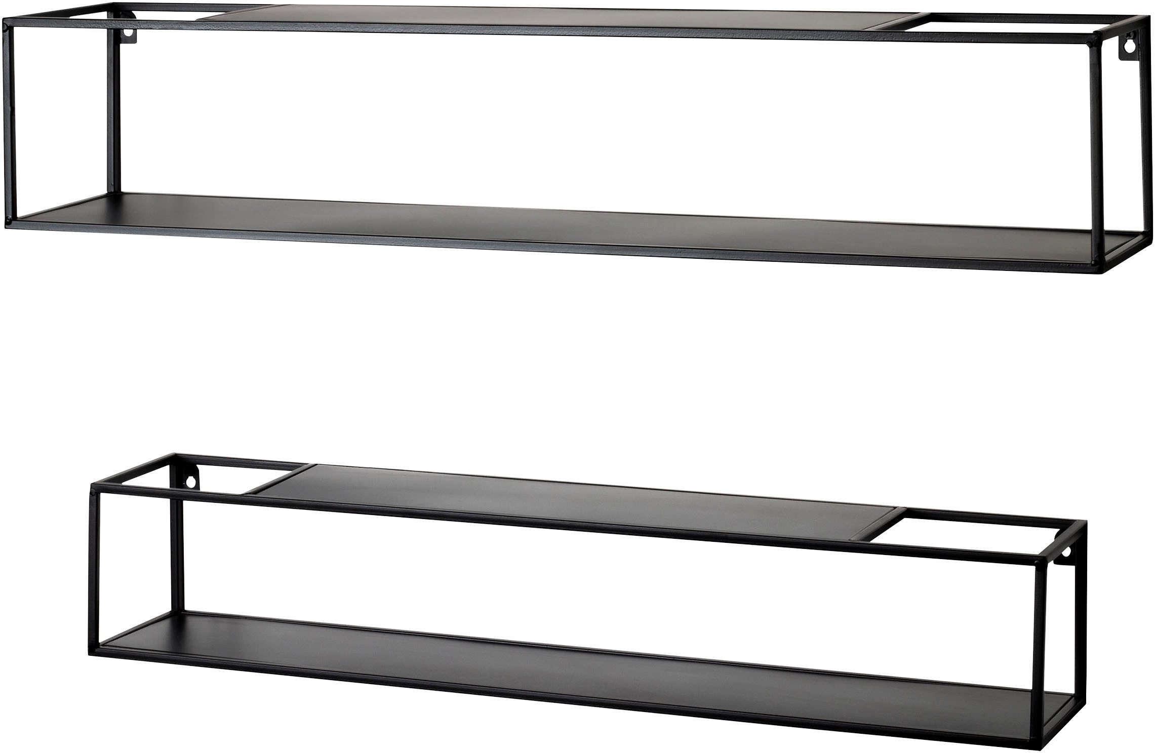 HAKU Wandregal Hängeregal, Wandboard, Set, rechteckig - aus Metall Schwarz - B/T/H 75/14/14 und 85/17/17 cm. € 62,49