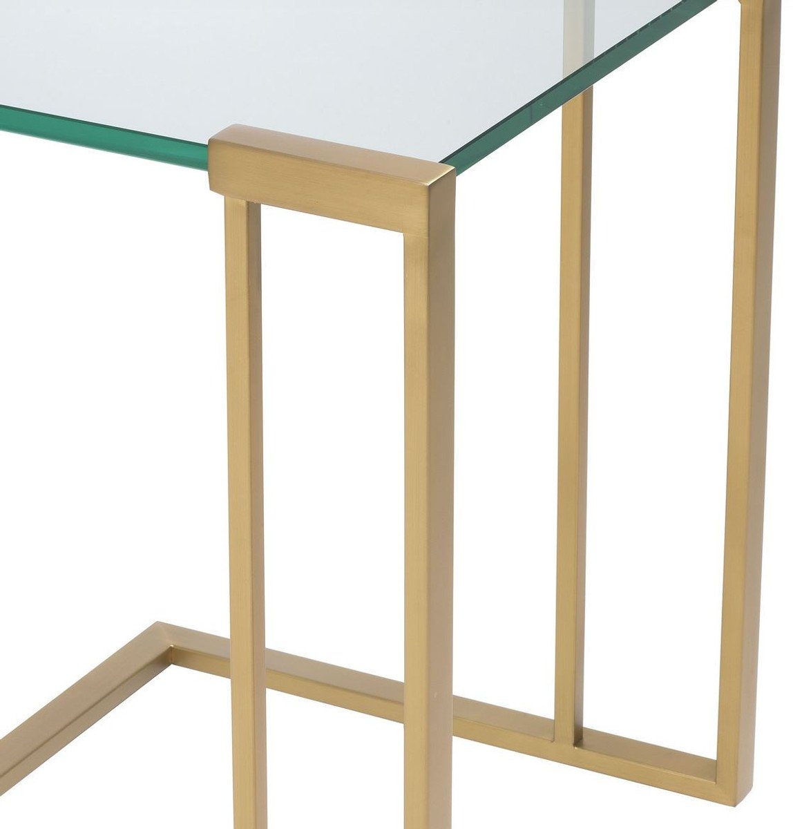 Messingfarben Glasplatte cm Tisch Luxus x mit Casa 45,5 56,5 Beistelltisch Möbel - x - 45 Luxus Edelstahl Padrino Beistelltisch H.