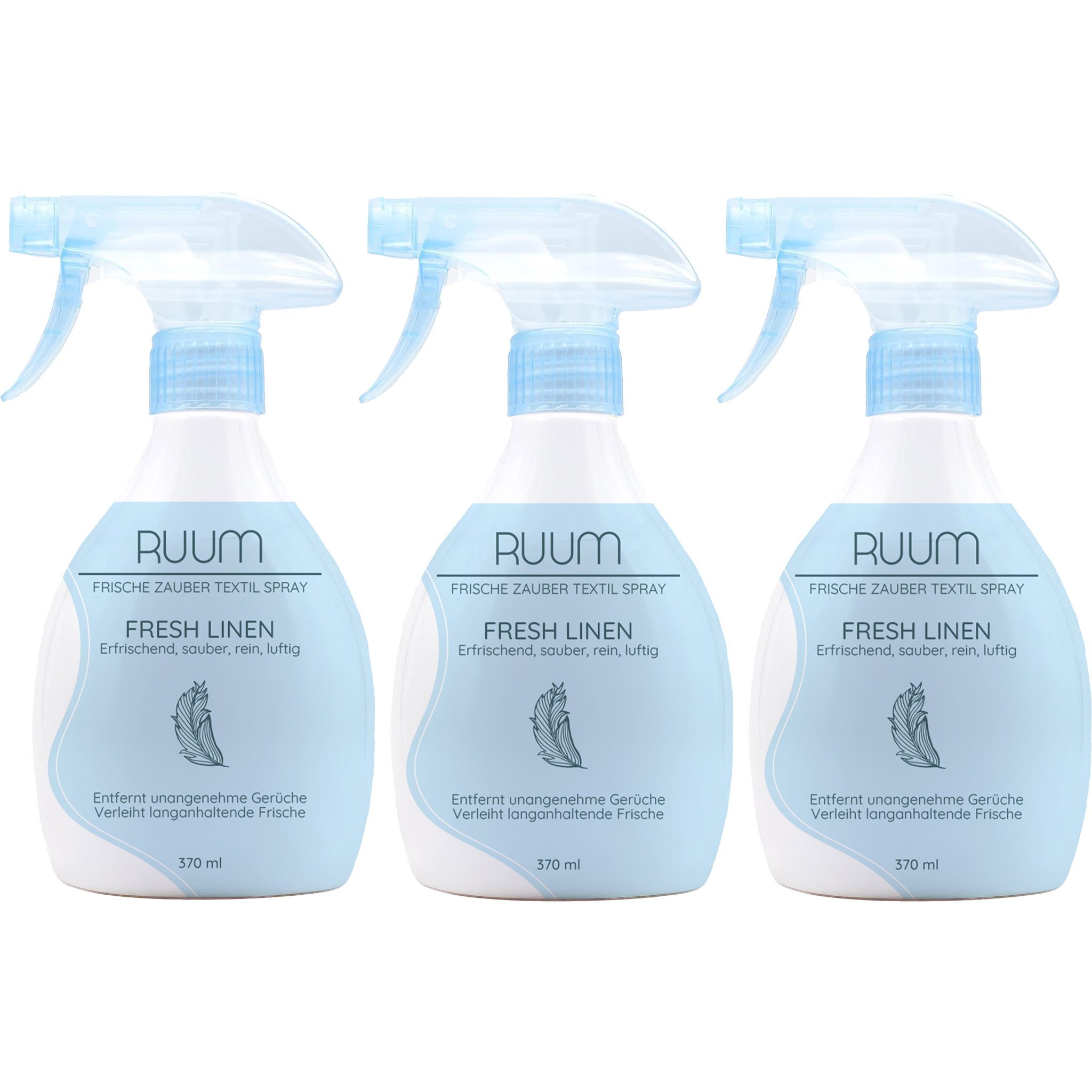 RUUM Textilerfrischer Geruchsentferner Spray mit feinem Sprühnebel für Kleidung & Textilien (Spar-Set, 3er Pack), Effektive Bekämpfung unangenehmer Gerüche, ohne Treibgas.