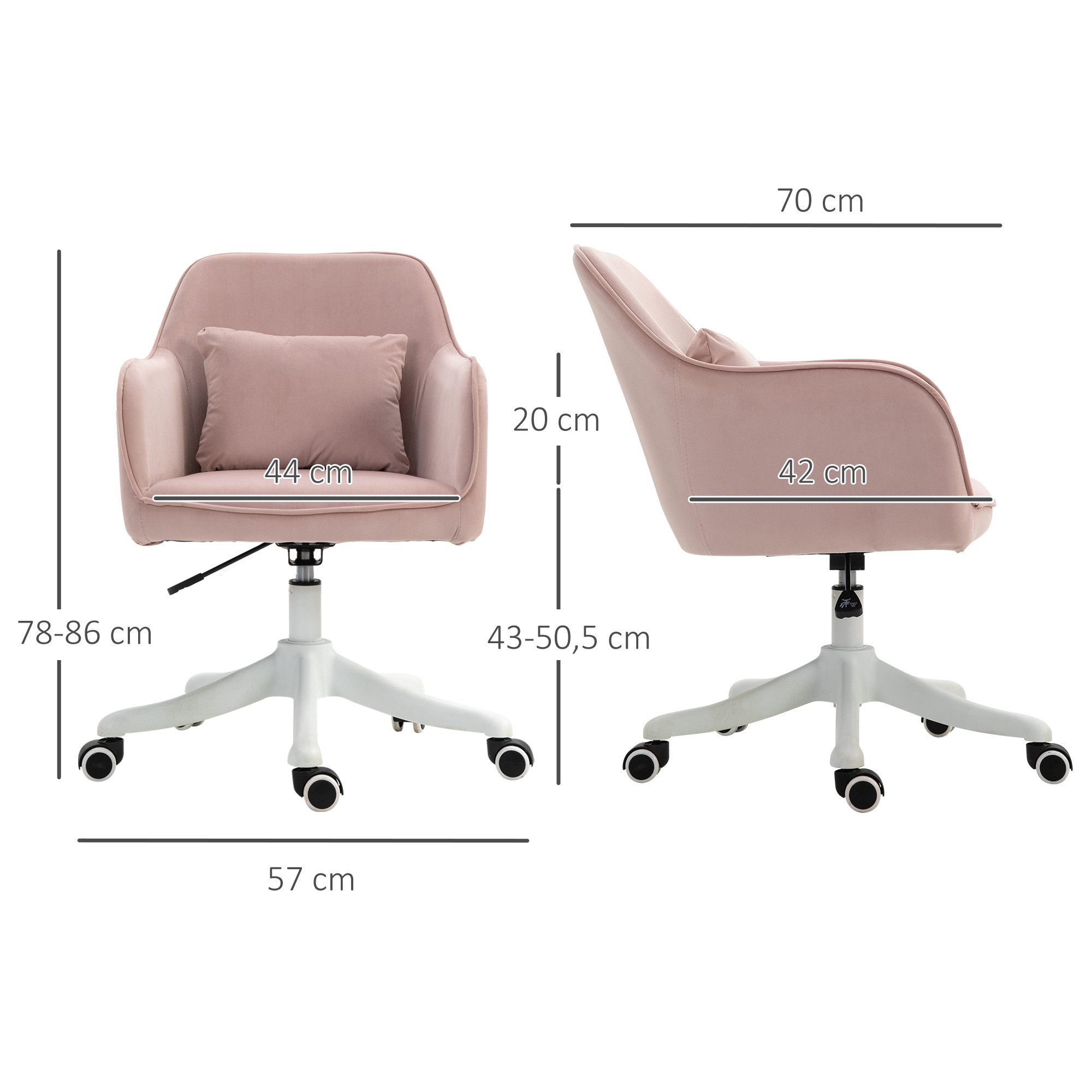 Vinsetto Schreibtischstuhl Drehstuhl mit Vibrationsfunktion (Massagestuhl, 1 St), für Büro, Rosa