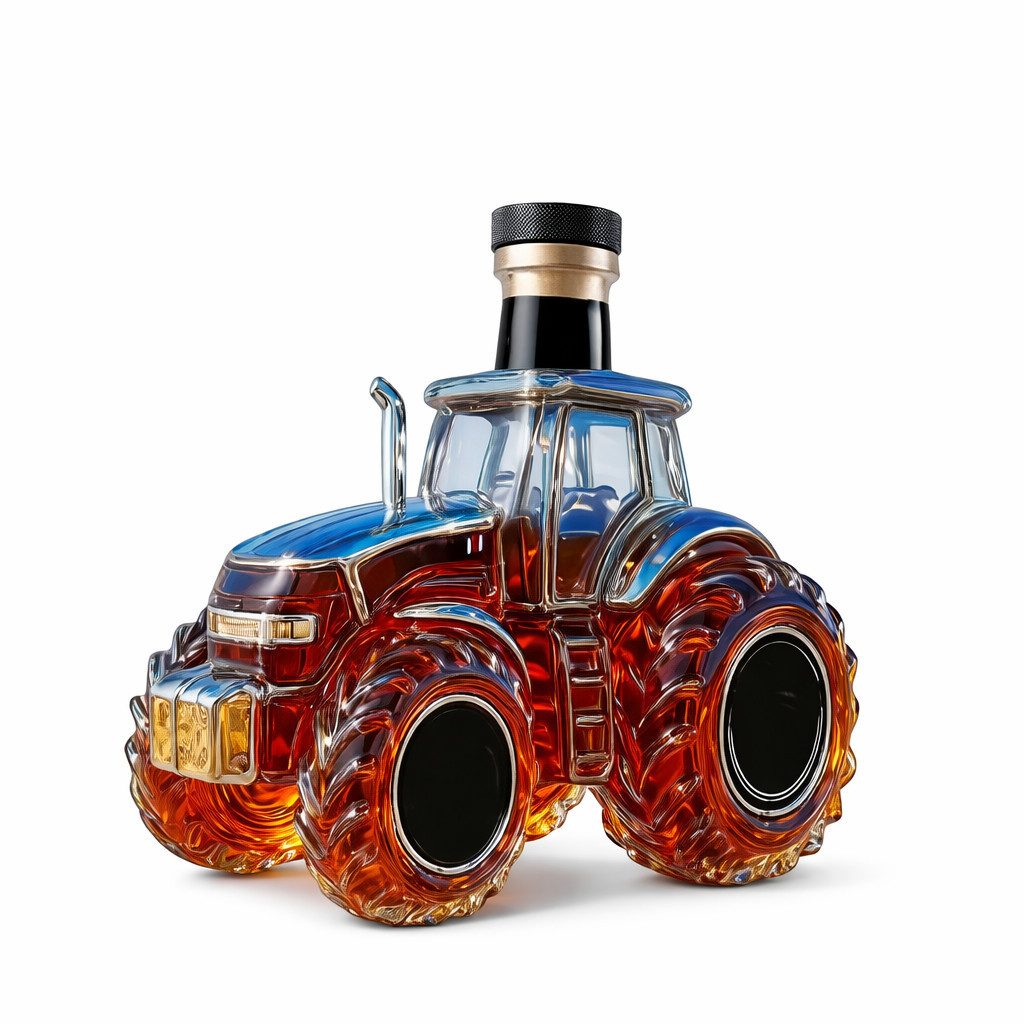 Deggelbam Karaffe Bulldog Traktor Glaskaraffe Förster & Bauer, (Whisky-/Schnapskaraffe, 300ml Fassungsvermögen), Geschenk für Männer, Handwerker & Landwirte – Männergeschenk!