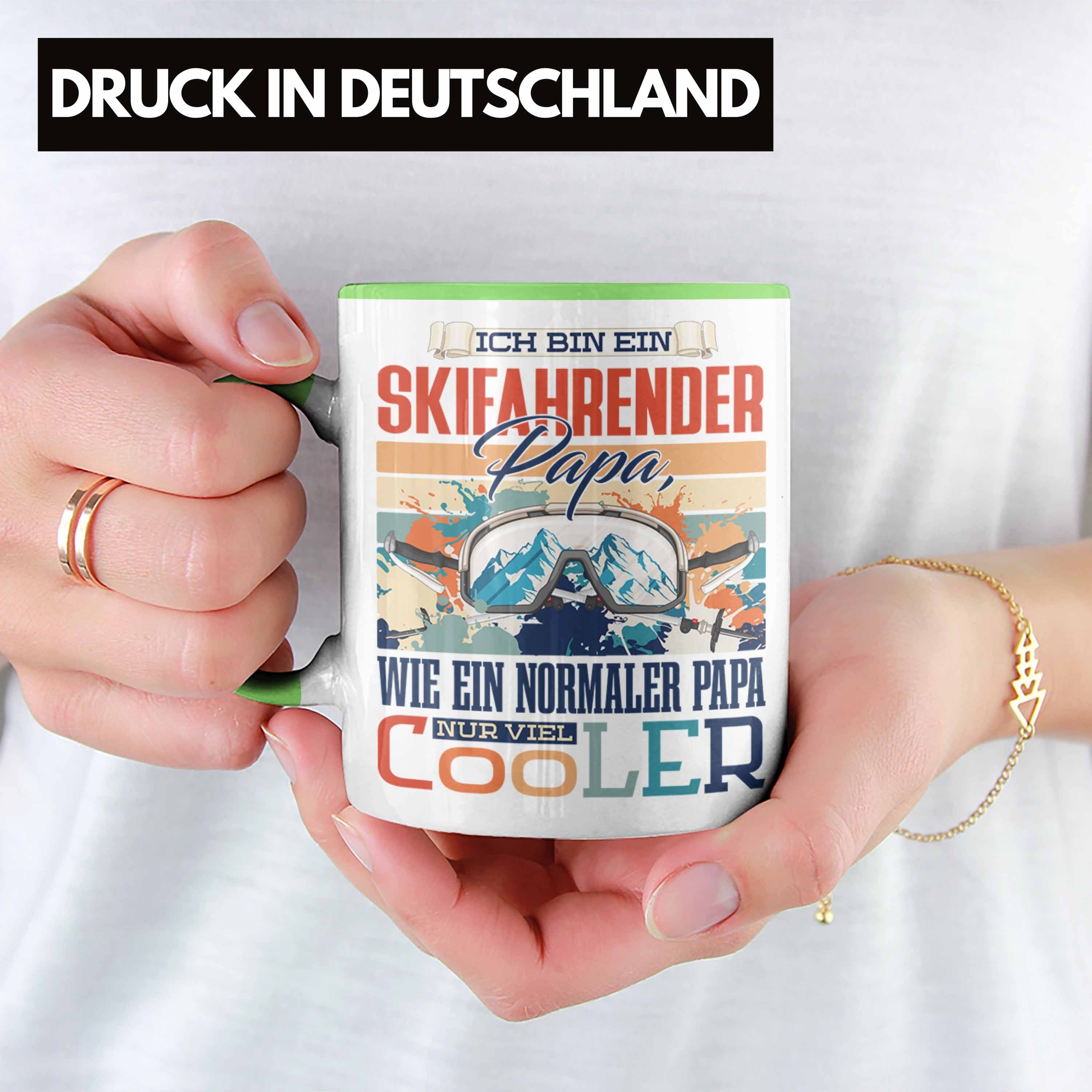 Grün Tasse Trendation Geschenk Vat Ski-Fahren - Papa Trendation Geschenkidee Tasse Vater zum