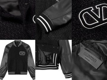 Valentino Winterjacke VALENTINO LOGO VARSITY JACKET Tweed Leather Blouson Mantel Coat Bomber