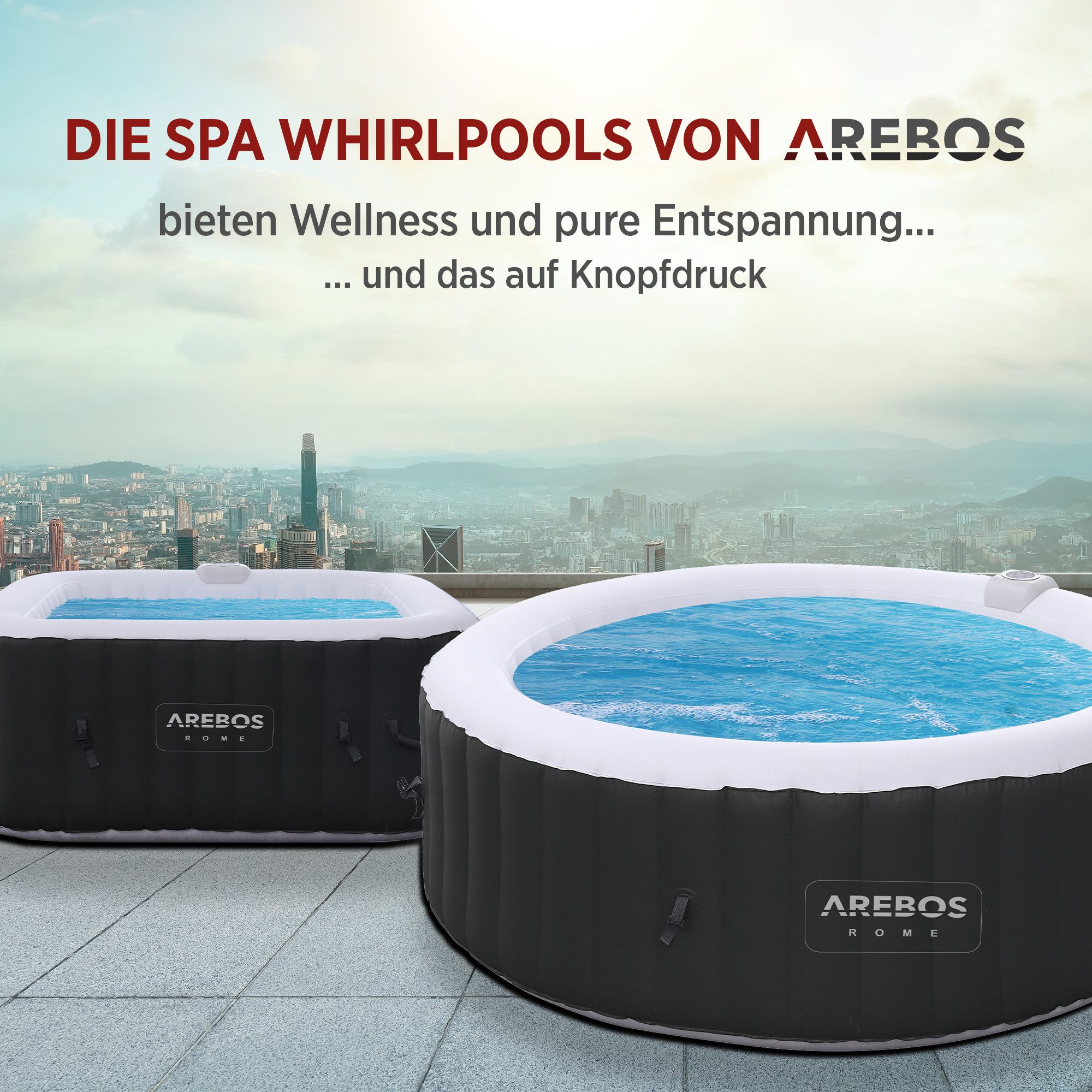 Arebos Whirlpoolkopfstütze Set 2 Nackenkissen & Getränkehalter für Whirlpool, 100% wasserdicht, (Getränkehalter + 2x Nackenkissen für Spa Pools, 3-St., Getränkehalter + 2x Nackenkissen für Spa Pools), Wasserdichter PU-Schaum