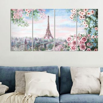 DEQORI Glasbild 'Blumenmeer Paris', 'Blumenmeer Paris', Glas Wandbild Bild schwebend modern