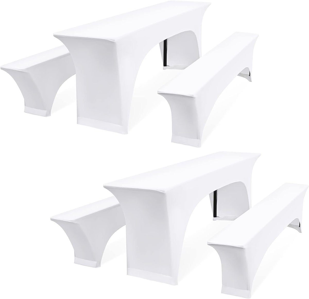 Tischläufer Zwei CTGtree (6-tlg) 3er-Set Biertischhussen weiße Tischdecken Bierbankhusse