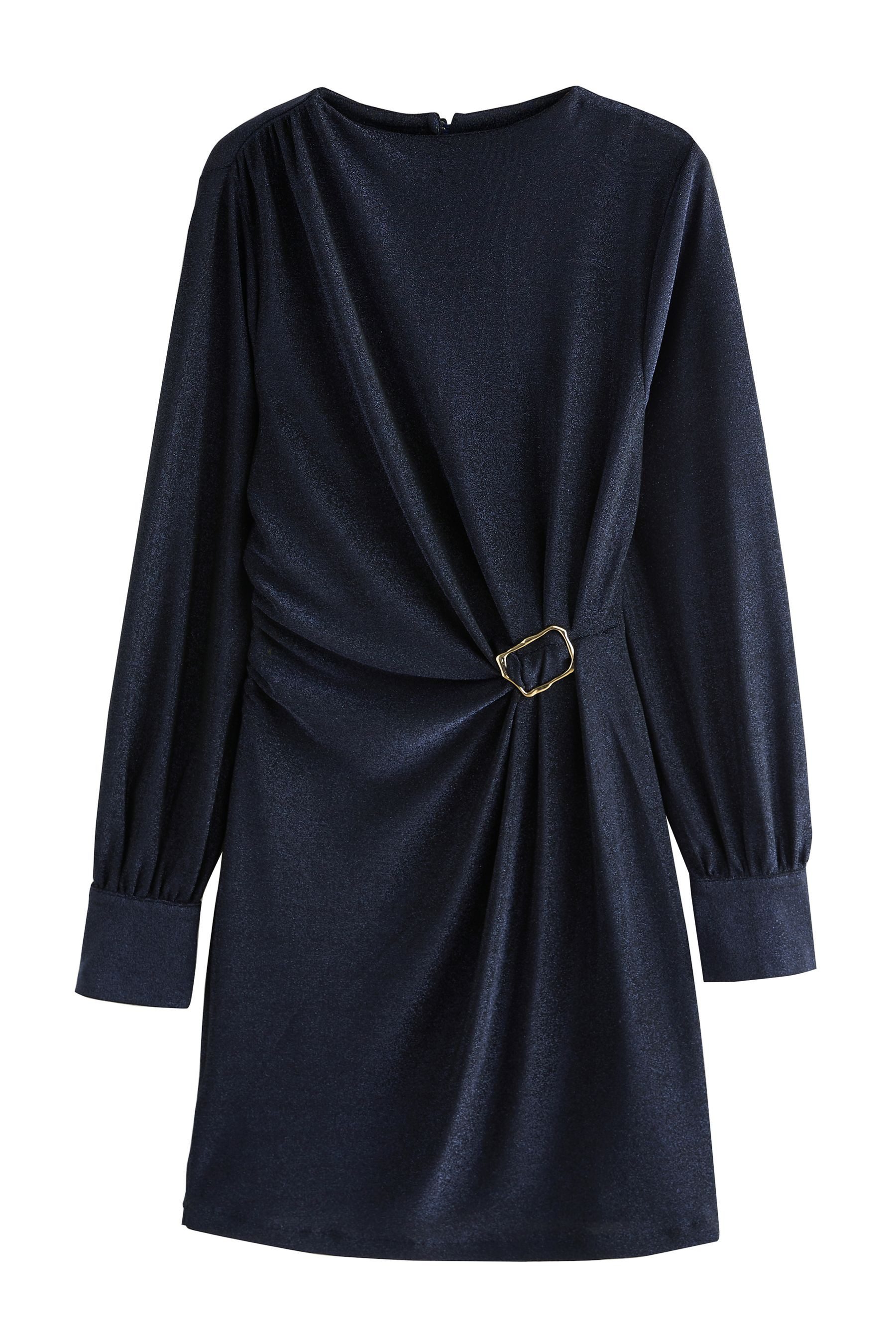 Next Jerseykleid Glitzerndes Minikleid mit Raffung und Metalldetail (1-tlg) günstig online kaufen