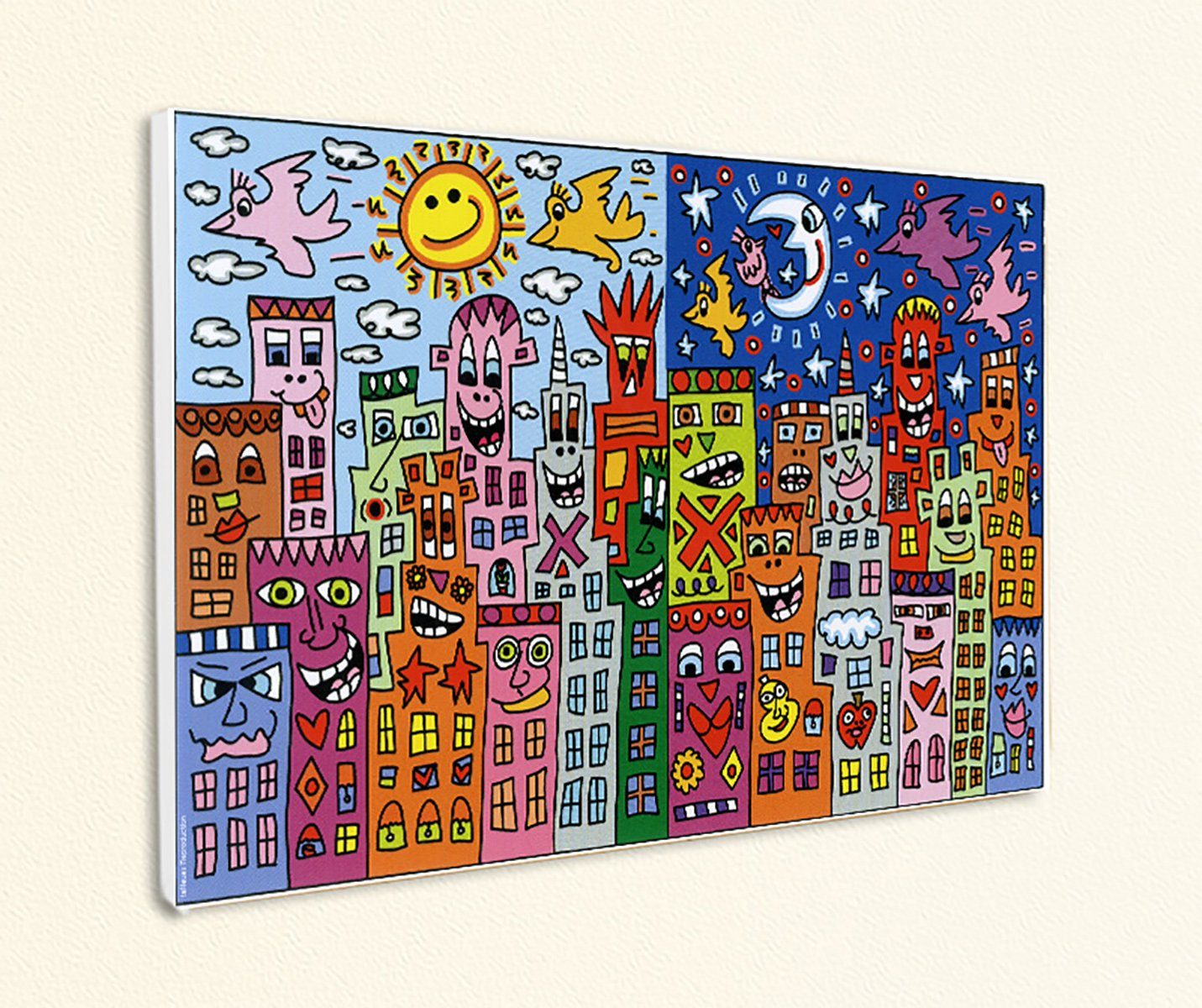 BillerAntik Kunstdruck Day or night - my city is bright Tag Nacht Poster Rizzi Platte 55, (1 St)