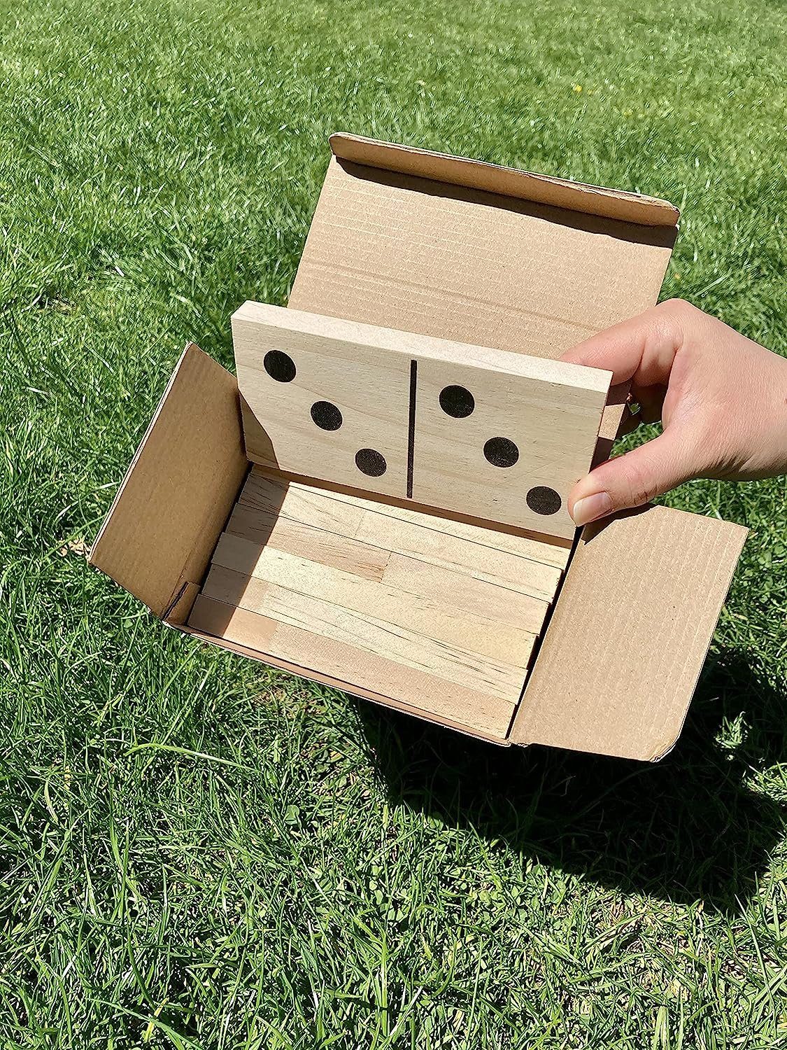 Be Toys Spielesammlung Domino XXL Holz 28 DOMINOSTEINE Dominospiel Kinderspiel Indoor Outdoor, JJA, FSC Siegel