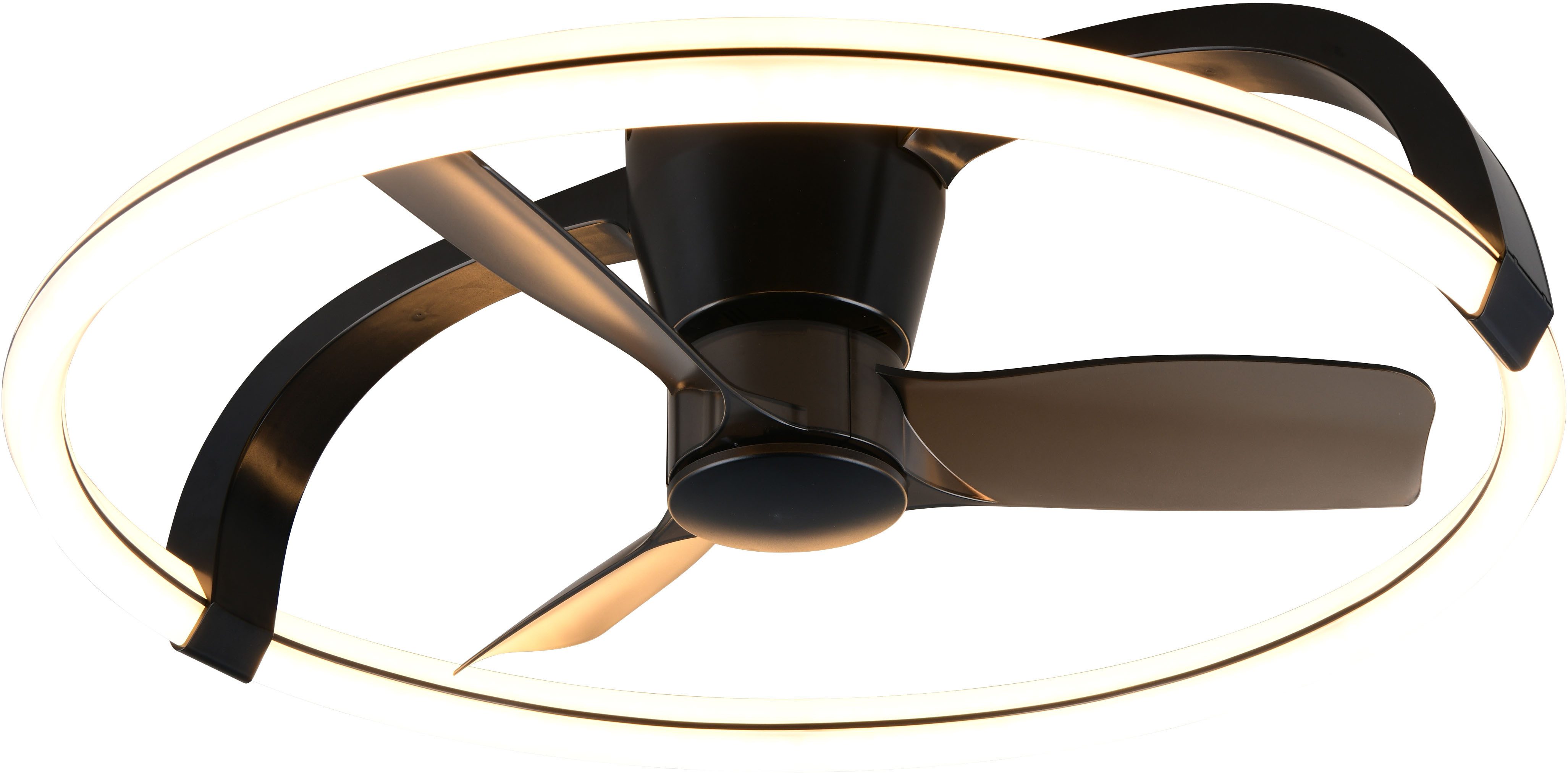 Reality Leuchten LED Deckenleuchte STOCKHOLM mit Ventilator, Deckenventilator mit Licht inklFernbedienung, Ventilatorfunktion, LED fest integriert, warmweiß - kaltweiß, 6 Geschwindigkeiten Timer Vor- & Rücklauf LED dimmbar CCT Nachtlicht