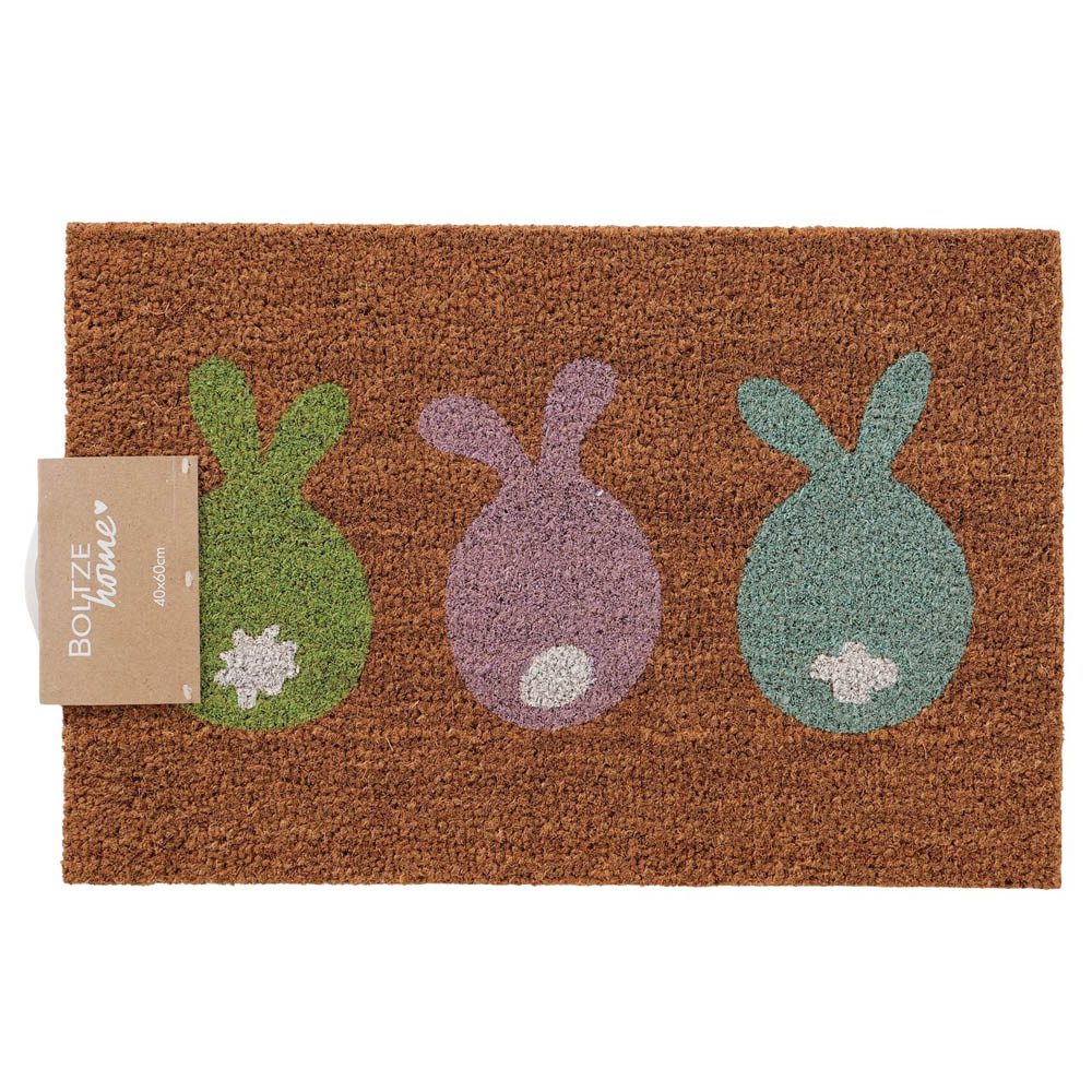 Clayre & Eef Fußmatte Fußmatte EGGARD natur mit bunten Osterhasen Deko Haustür Ostern 60x40c