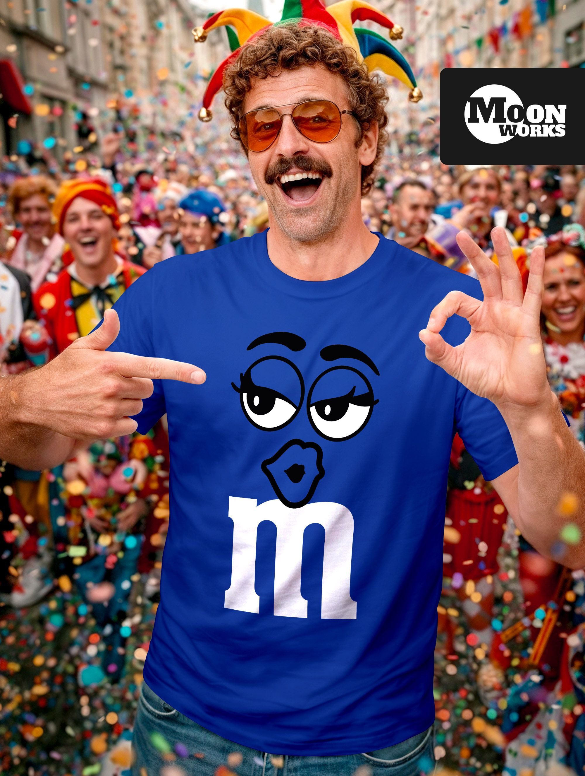 MoonWorks Print-Shirt Herren T-Shirt Fasching Karneval M Aufdruck Gruppenkostüm Verkleidung mit Print