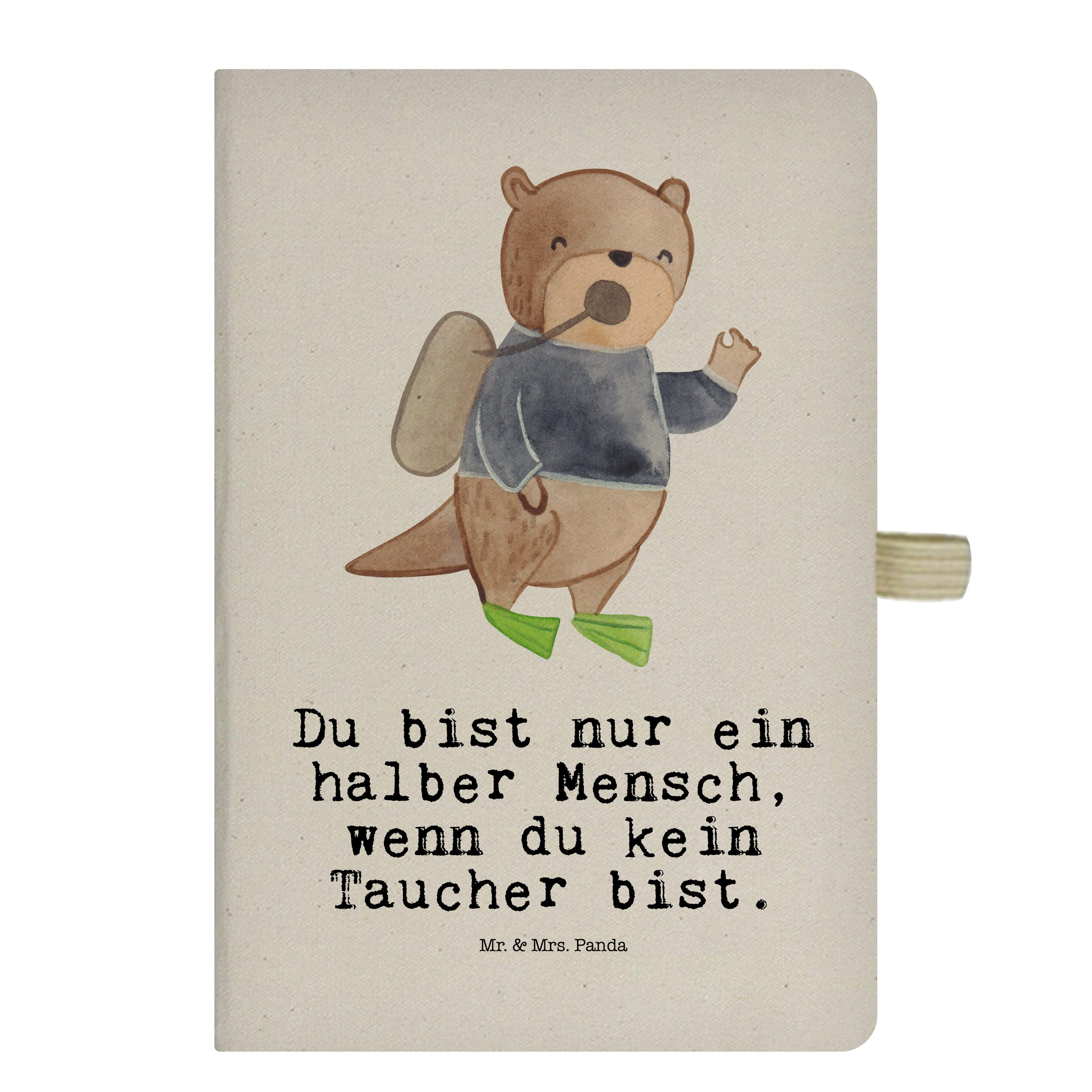 Mr. & Mrs. Panda Notizbuch Taucher mit Herz - Transparent - Geschenk, Eintragebuch, Notizblock, Mr. & Mrs. Panda
