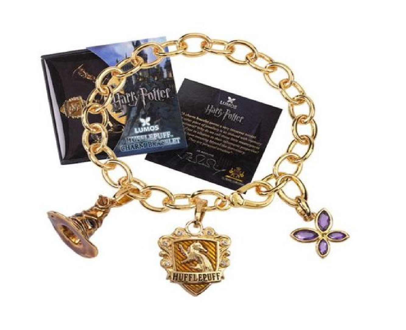 Armband Harry Potter Bettelarmband Lumos Hufflepuff (vergoldet)