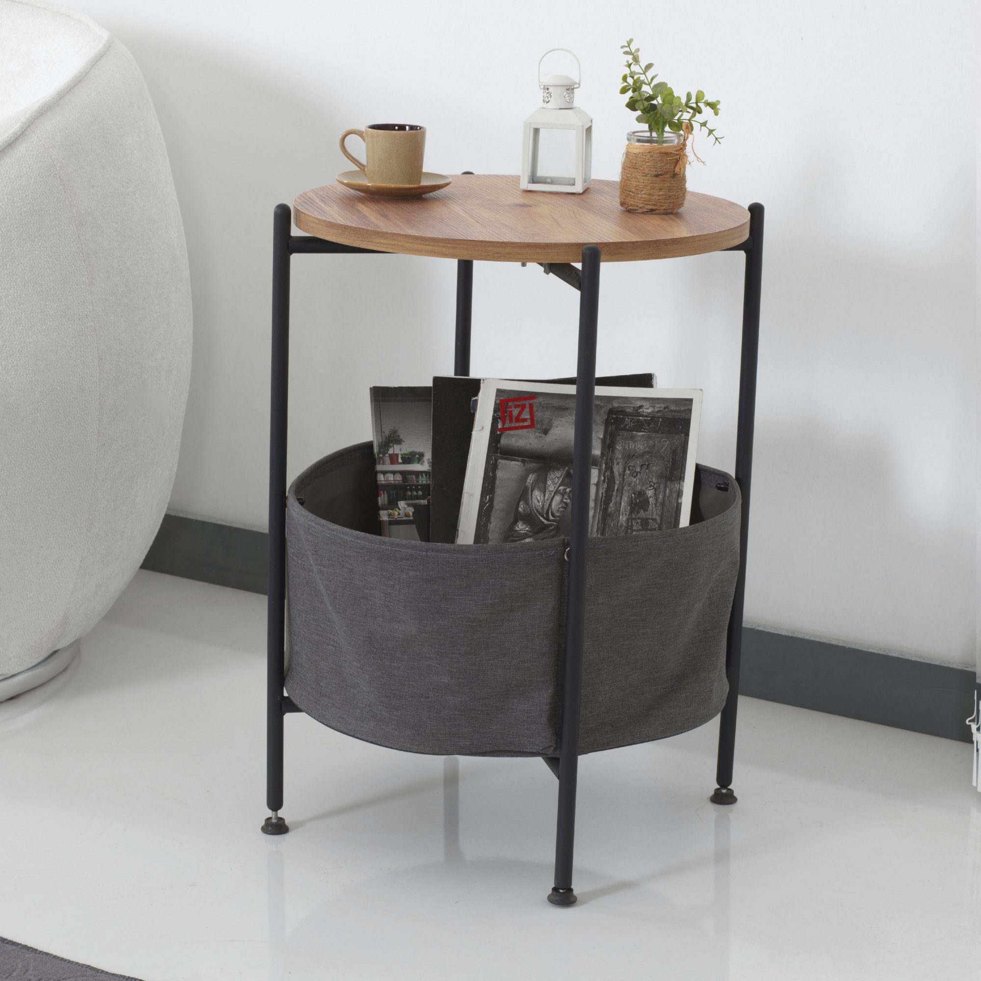 en.casa Beistelltisch, »Suonenjoki« Kaffetisch 59x47cm Walnuss günstig online kaufen