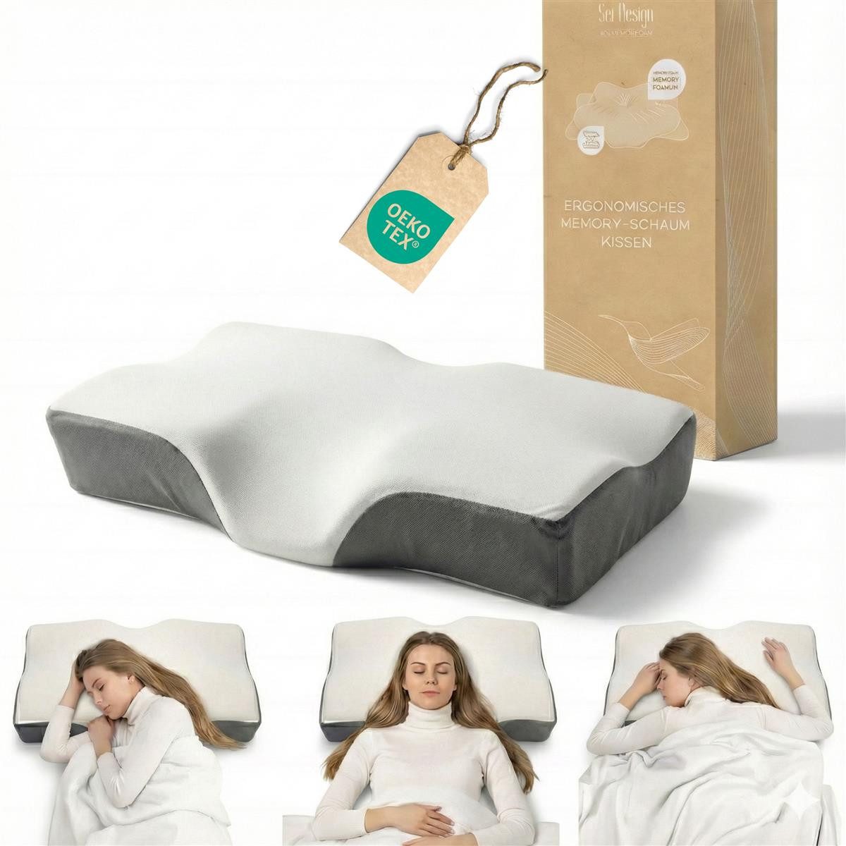 SEI Design Nackenstützkissen Sei Design orthopädisches Nackenstützkissen VISCO AIR, Viscoelastisch, Füllung: Memory Schaum, Bezug: Thermoregulierender Bezug, Seitenschläfer, Rückenschläfer, Bauchschläfer, Visco Elastik Schaum, Ergonomische Kontur, beidseitig nutzbar, Stützzonen