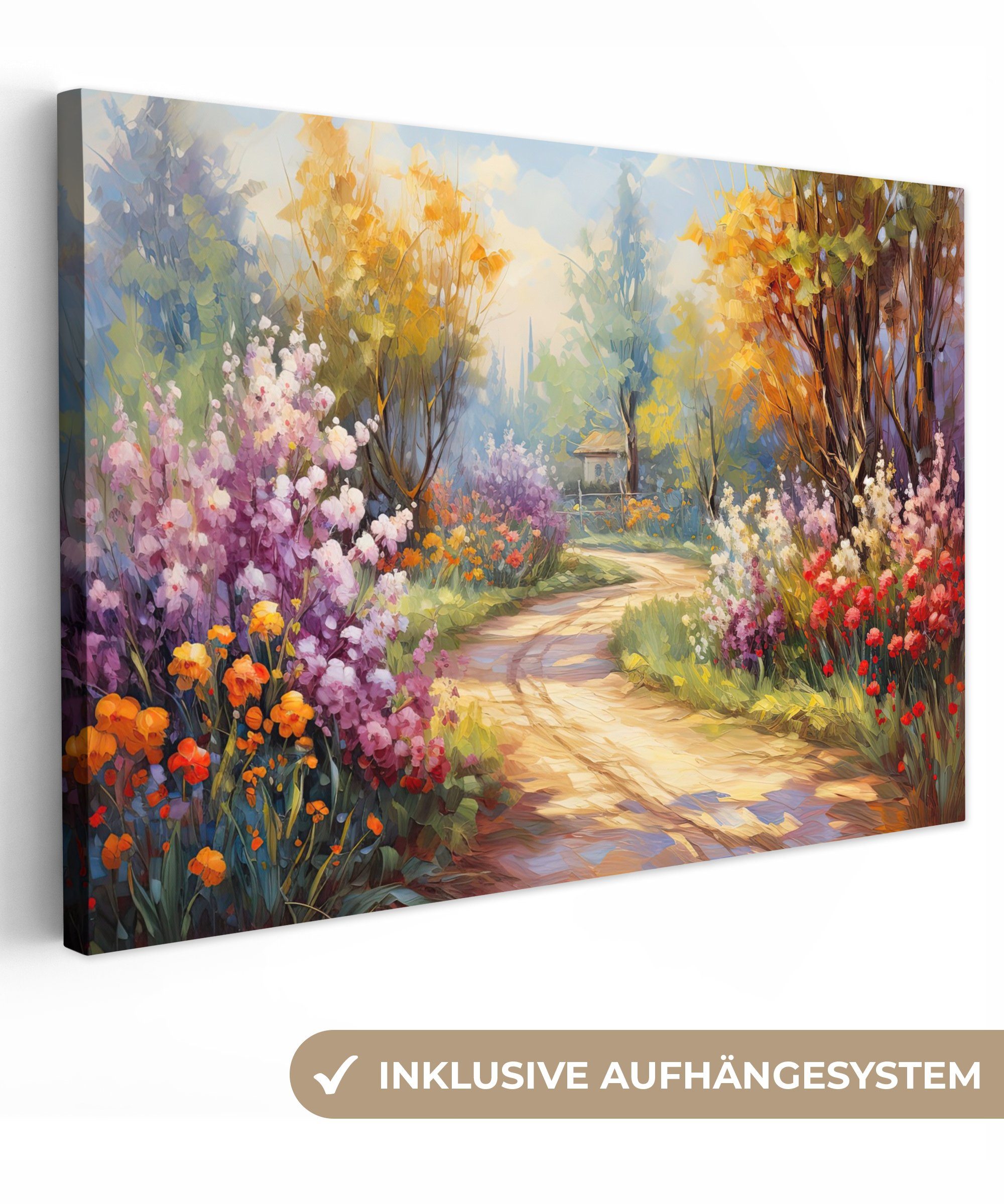 OneMillionCanvasses® Leinwandbild Blumen - Bäume - Kunst - Aquarell, (1 St), Wandbild Leinwandbilder, Aufhängefertig, Wanddeko, 30x20 cm