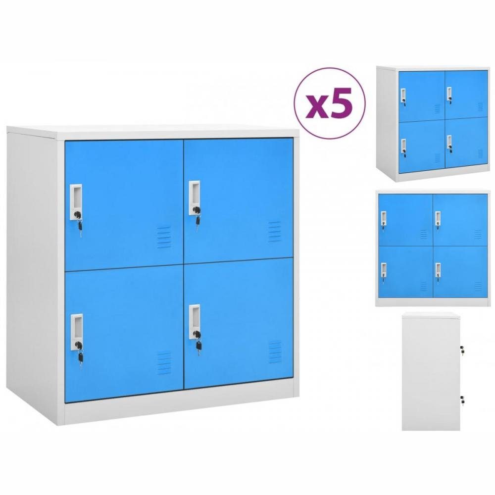 vidaXL Aktenschrank Schließfachschränke Hellgrau Stk 5 und Blau Stahl 90x45x92,5cm