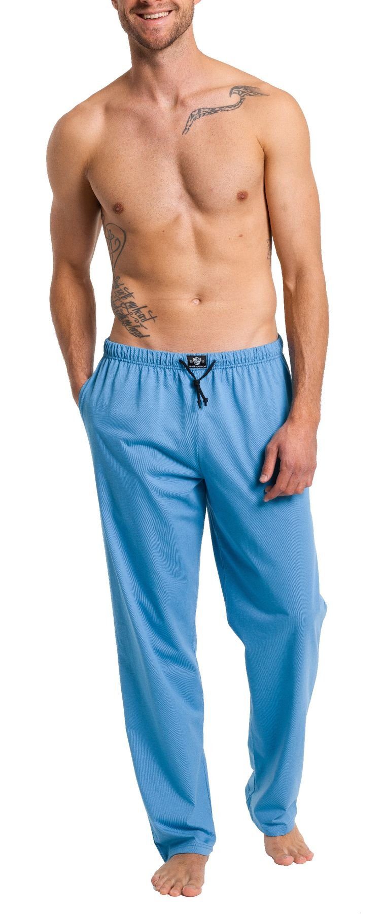 HAASIS Bodywear 1919 Pyjamahose Herren Jerseyhose 77118873-horizont (1-tlg) Optimale Passform, pflegeleicht, formbeständig, strapazierfähig