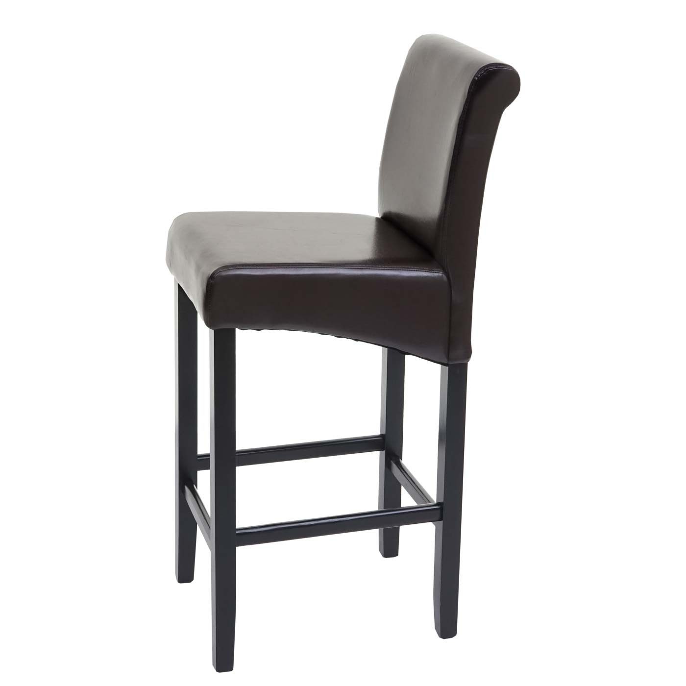 PROREGAL® Barhocker Barhocker mit Lehne Sitzhöhe 75cm Holz Braun Leder Barstuhl (1 St), Stabil, bequem und hochwertig, ein echter Hingucker