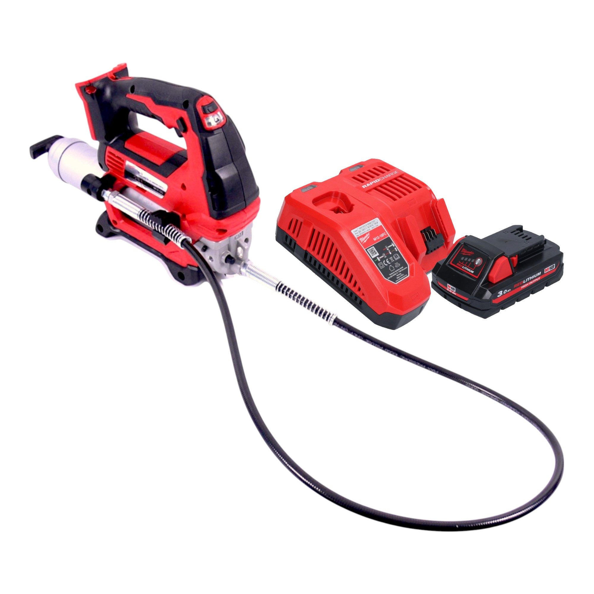 Milwaukee Werkstattpresse M18 GG-301 18 V 690 bar + 1x Akku 3,0 Ah + Ladegerät