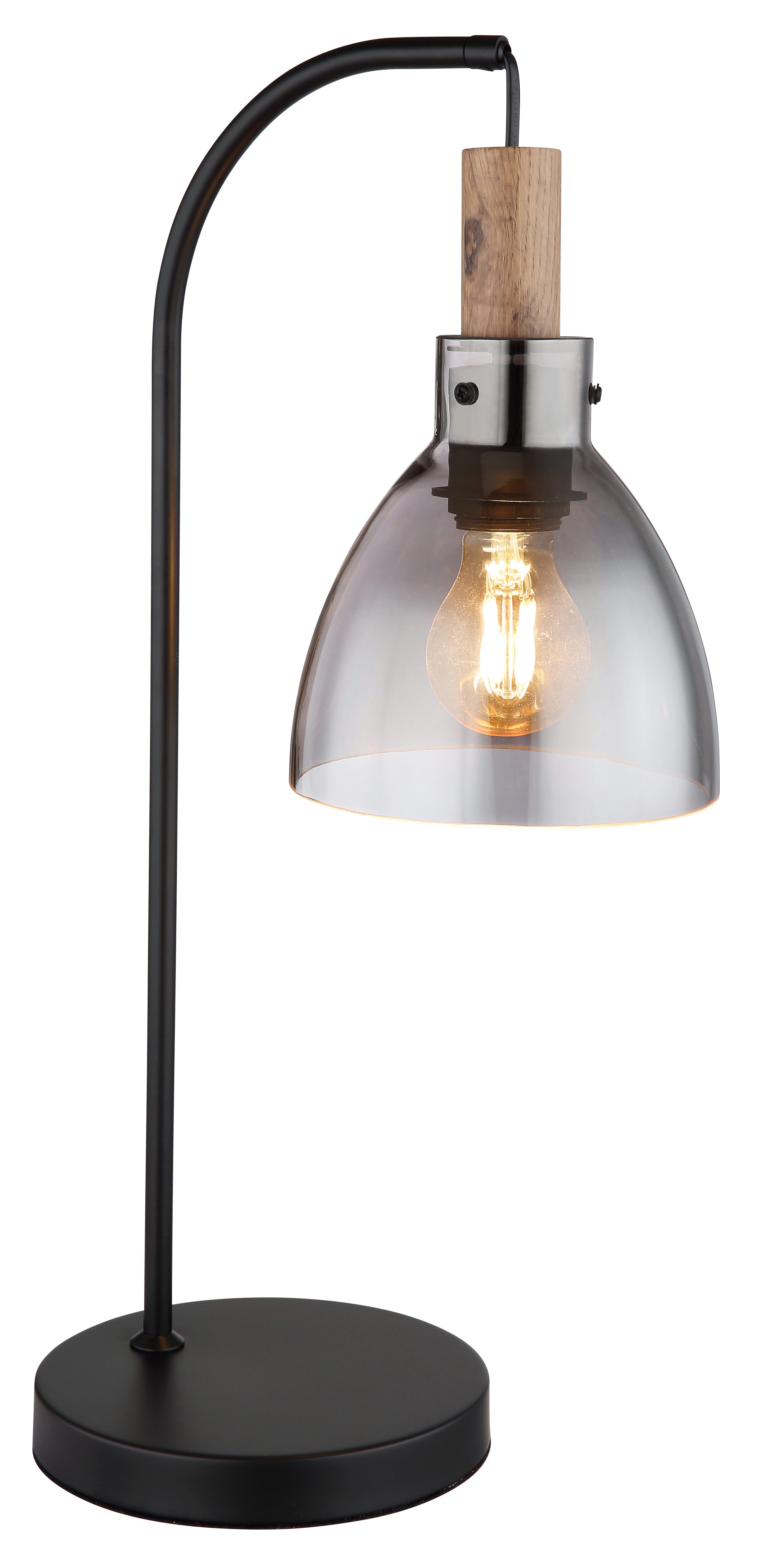 GLOBO LIGHTING Tischleuchte MATTEA, ohne Leuchtmittel, Tichlampe/Glas rauchfarben/Schlafzimmer/Wohnzimmer/Flur