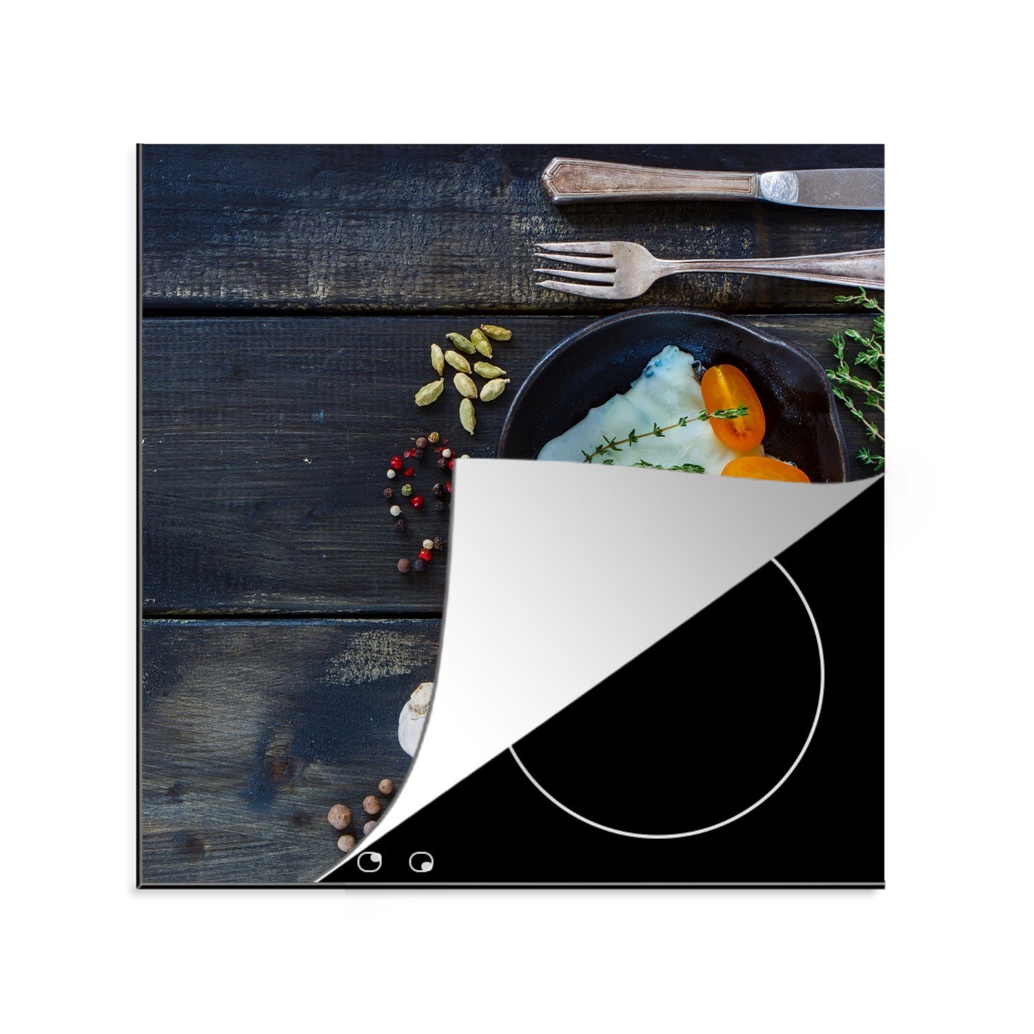 MuchoWow Herdblende-/Abdeckplatte Kaffee Tee Hoher Tee-4-1-1, Vinyl, (1 tlg), 78x78 cm, Ceranfeldabdeckung, Arbeitsplatte für küche | Herdabdeckplatten